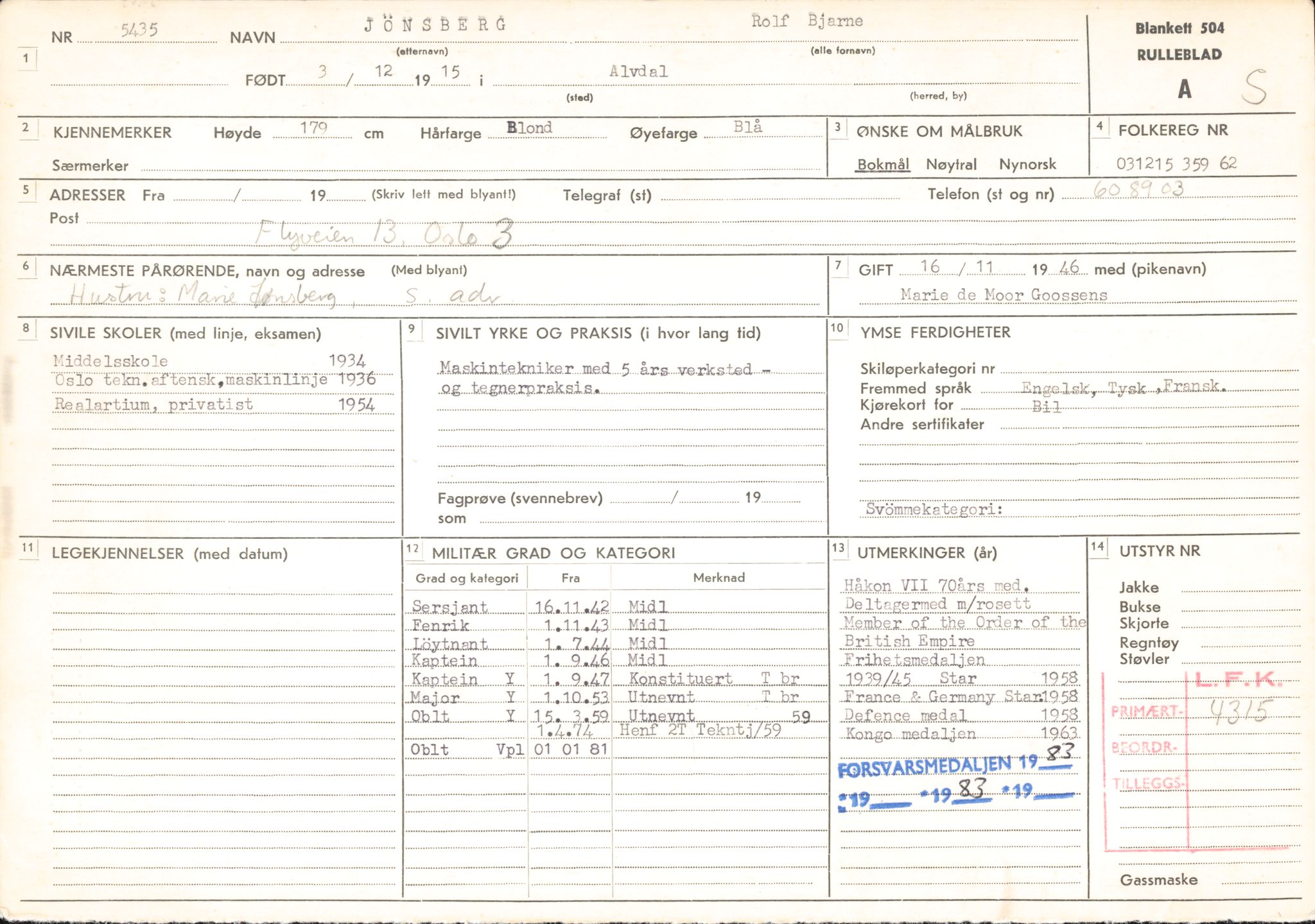 Forsvaret, Forsvarets overkommando/Luftforsvarsstaben, AV/RA-RAFA-4079/P/Pa/L0041: Personellpapirer, 1915, s. 236