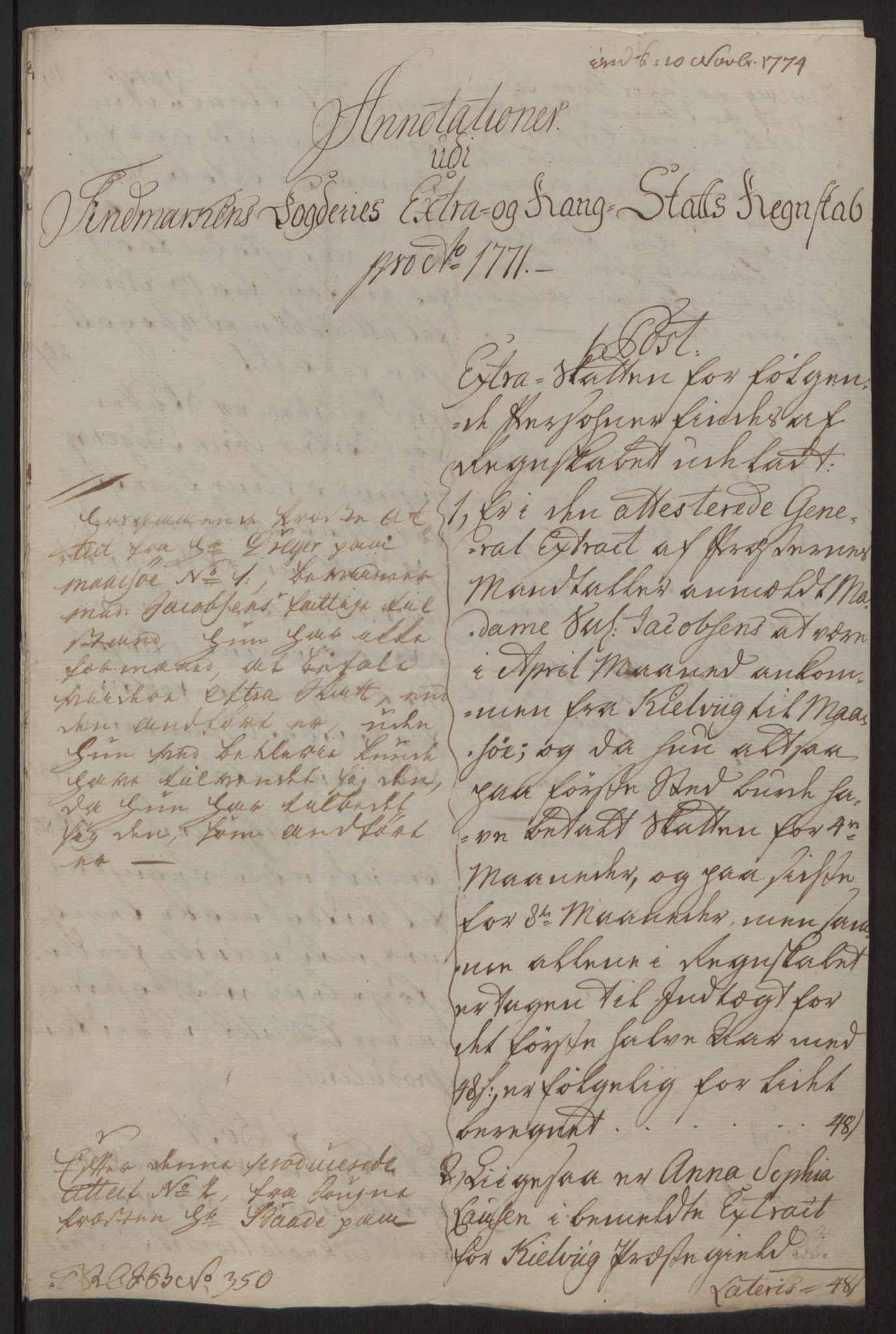 Rentekammeret inntil 1814, Reviderte regnskaper, Fogderegnskap, RA/EA-4092/R69/L4910: Ekstraskatten  Finnmark/Vardøhus, 1762-1772, s. 473