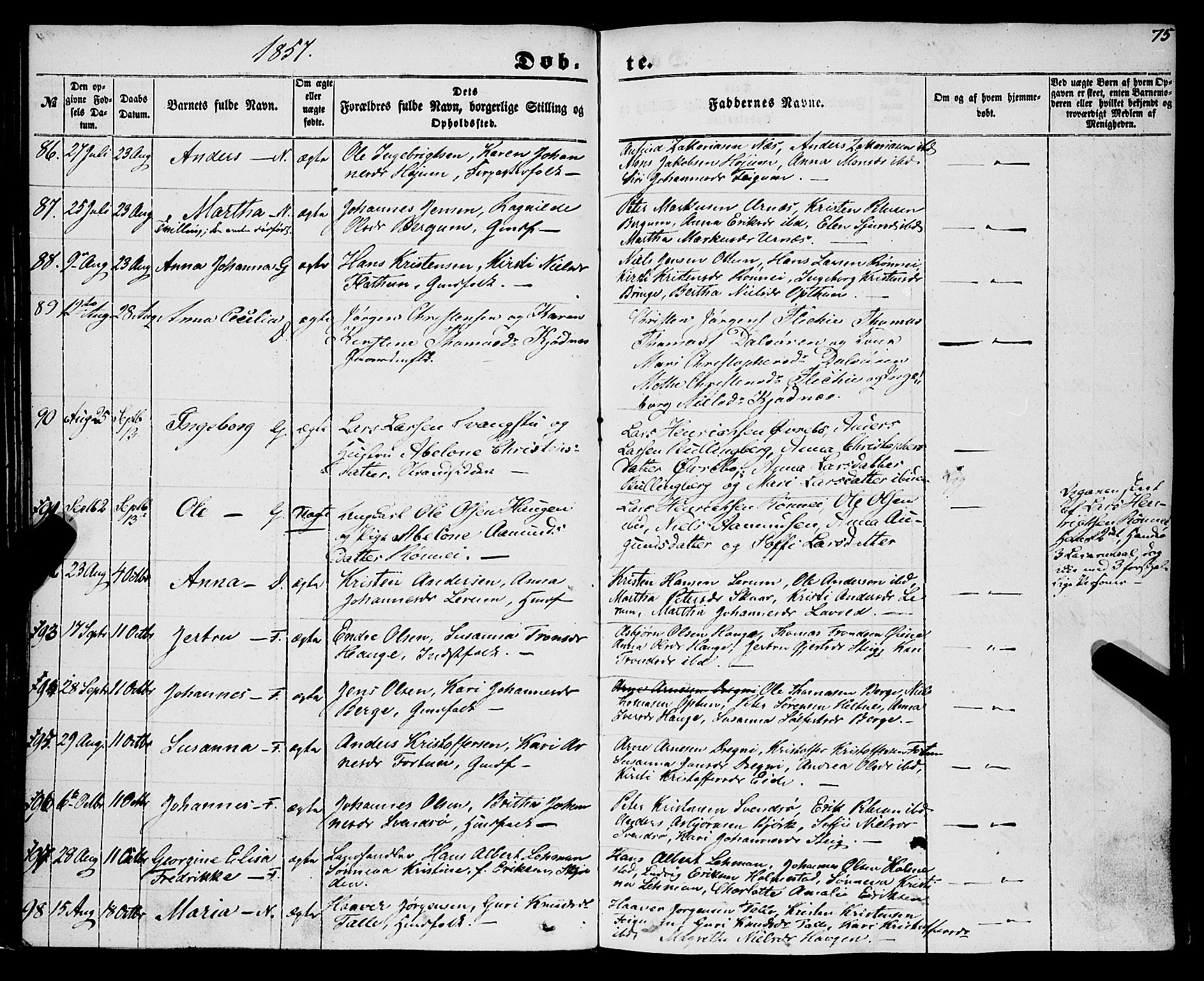 Luster sokneprestembete, AV/SAB-A-81101/H/Haa/Haaa/L0007: Ministerialbok nr. A 7, 1849-1859, s. 75