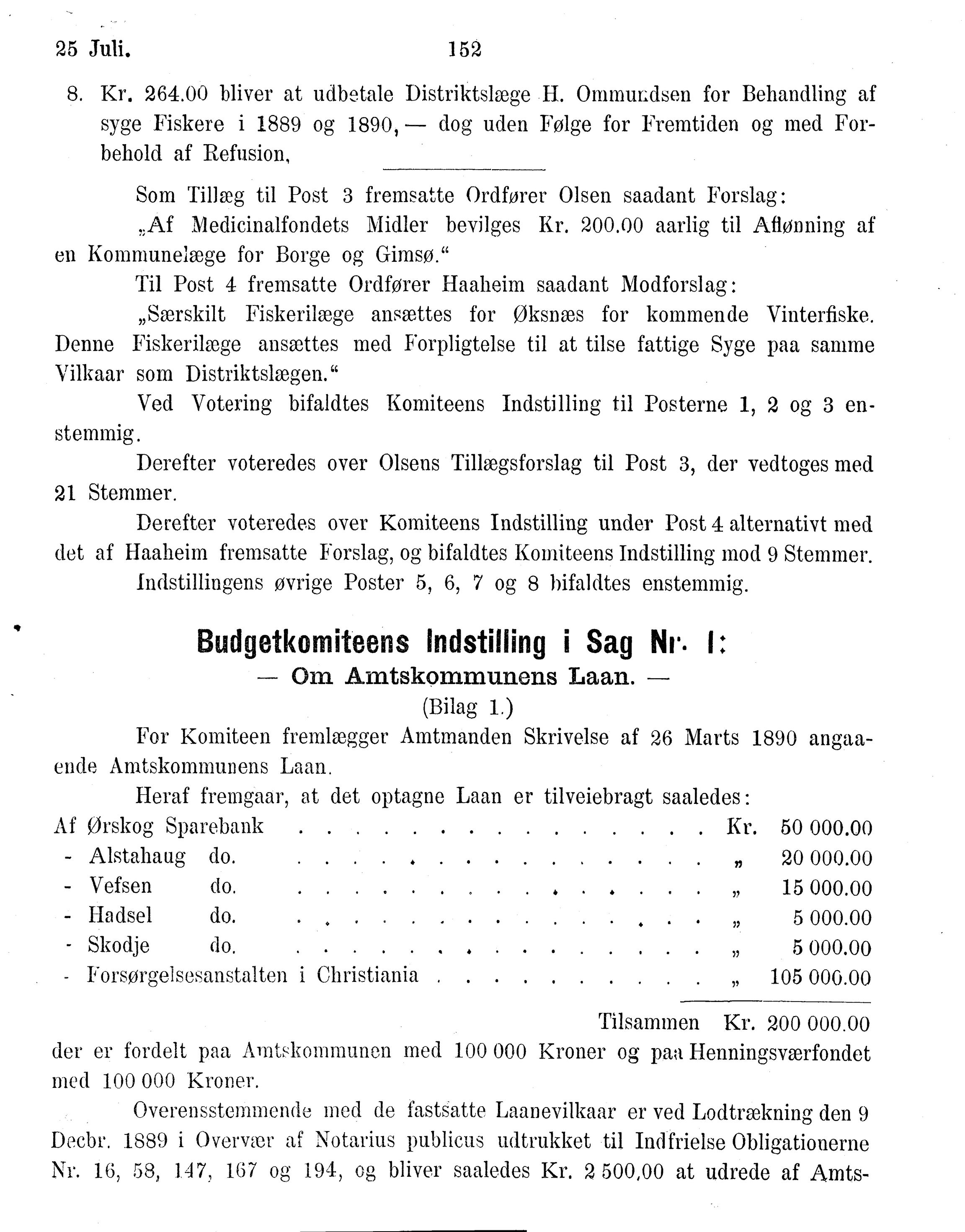 Nordland Fylkeskommune. Fylkestinget, AIN/NFK-17/176/A/Ac/L0015: Fylkestingsforhandlinger 1886-1890, 1886-1890