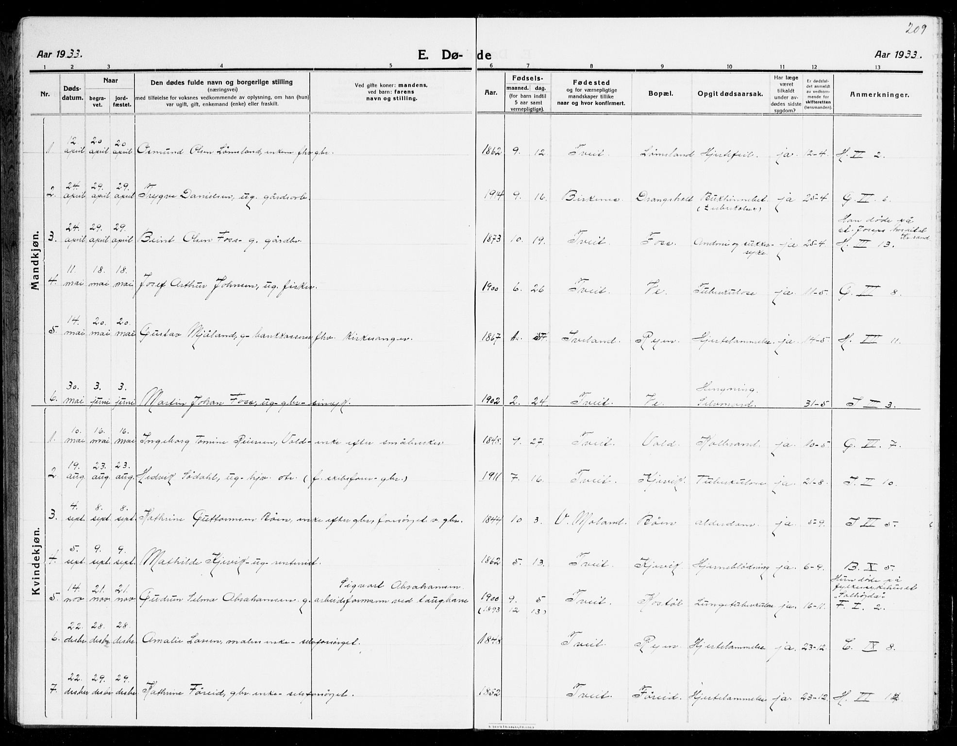 Tveit sokneprestkontor, AV/SAK-1111-0043/F/Fb/L0005: Klokkerbok nr. B 5, 1915-1941, s. 209
