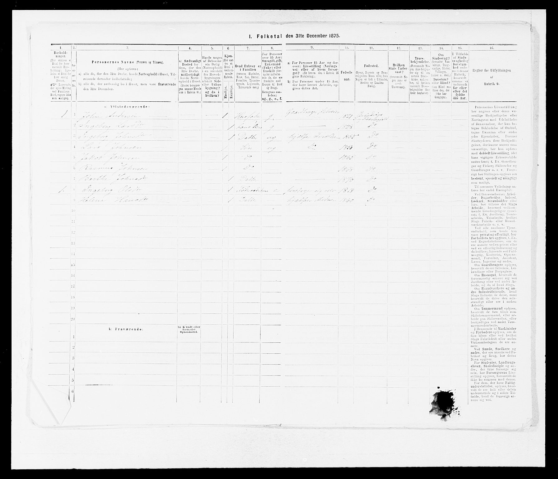 SAB, Folketelling 1875 for 1411P Eivindvik prestegjeld, 1875, s. 30