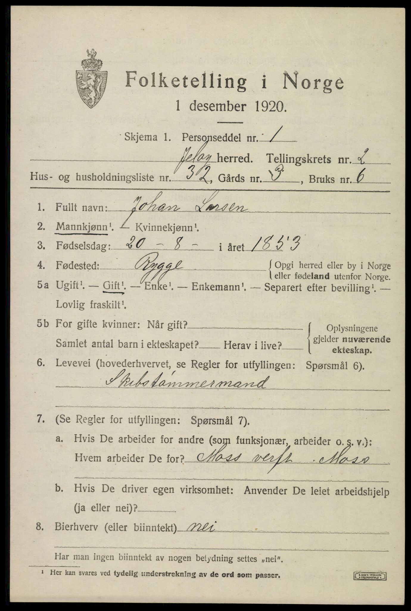 SAO, Folketelling 1920 for 0194 Moss herred, 1920, s. 2495