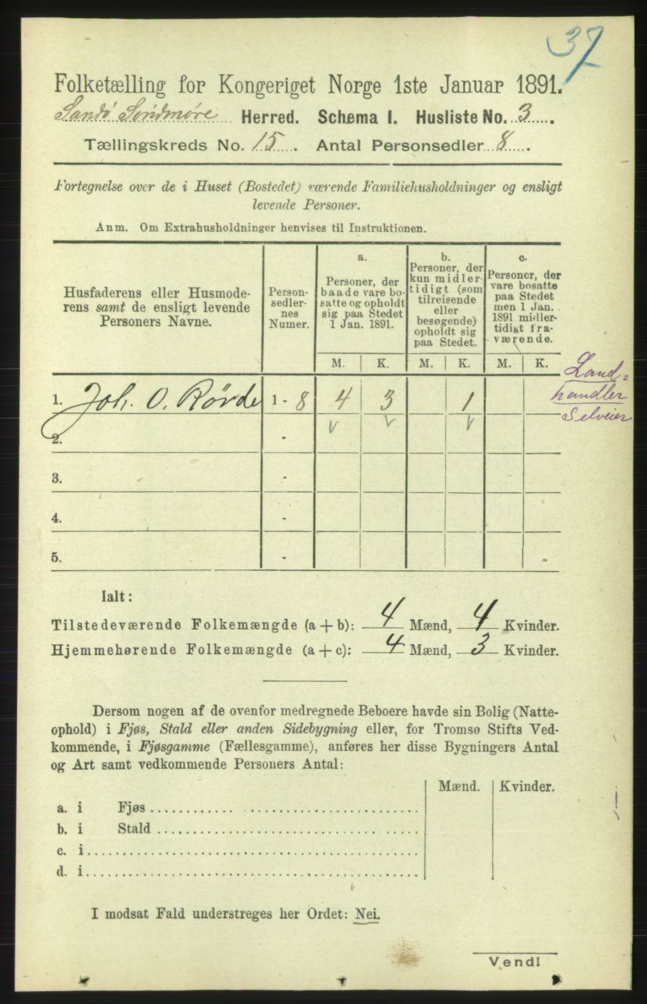 RA, Folketelling 1891 for 1514 Sande herred, 1891, s. 2993