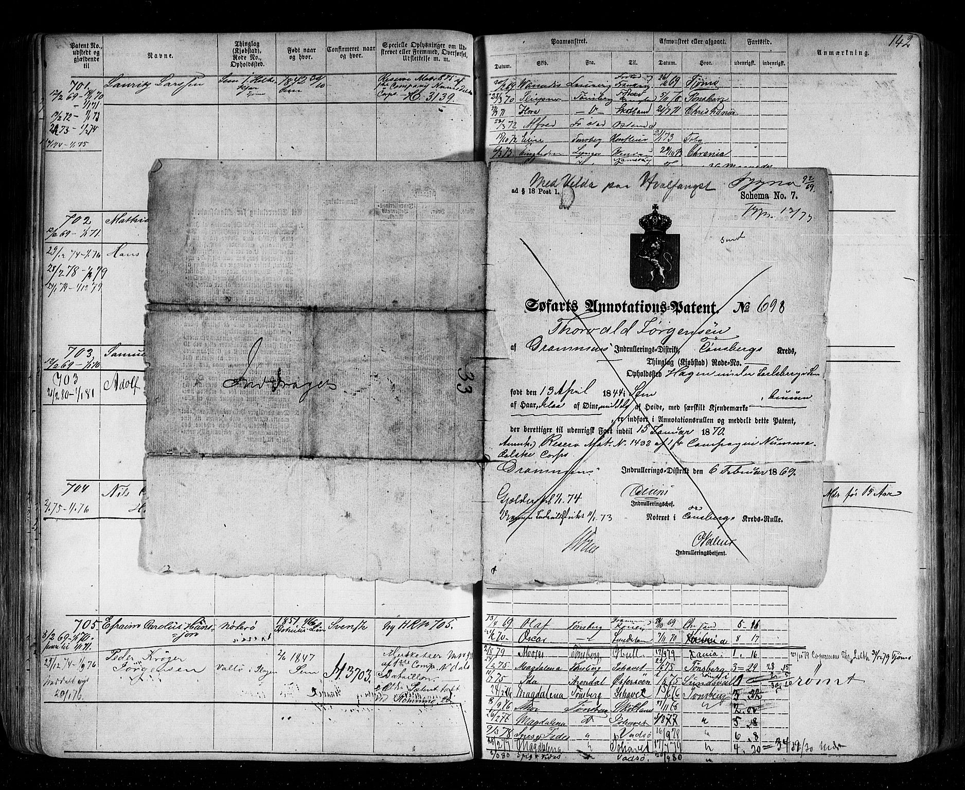 Tønsberg innrulleringskontor, AV/SAKO-A-786/F/Fb/L0002: Annotasjonsrulle Patent nr. 1-2635, 1869-1877, s. 163