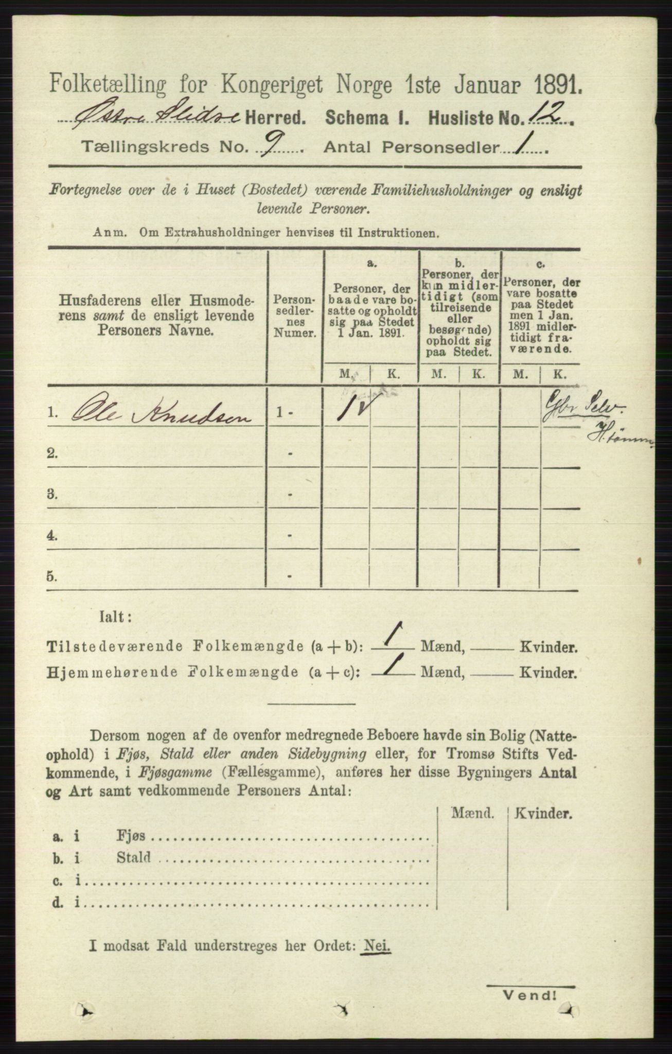 RA, Folketelling 1891 for 0544 Øystre Slidre herred, 1891, s. 3027