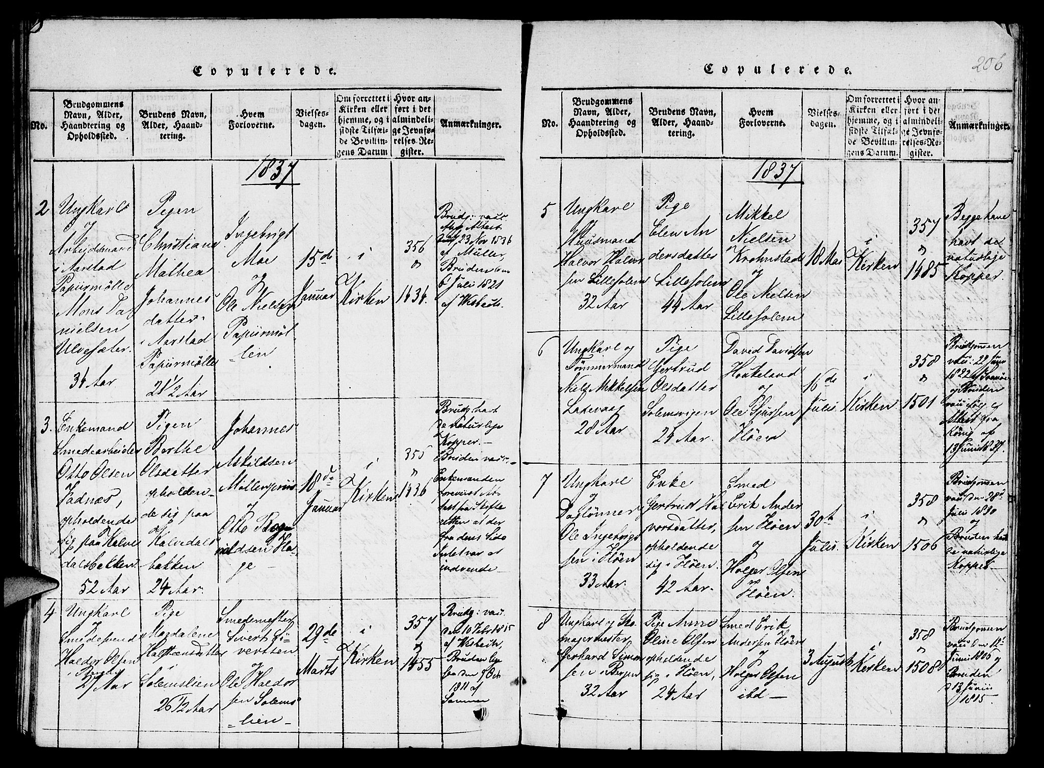 St. Jørgens hospital og Årstad sokneprestembete, AV/SAB-A-99934: Klokkerbok nr. A 1, 1816-1843, s. 206