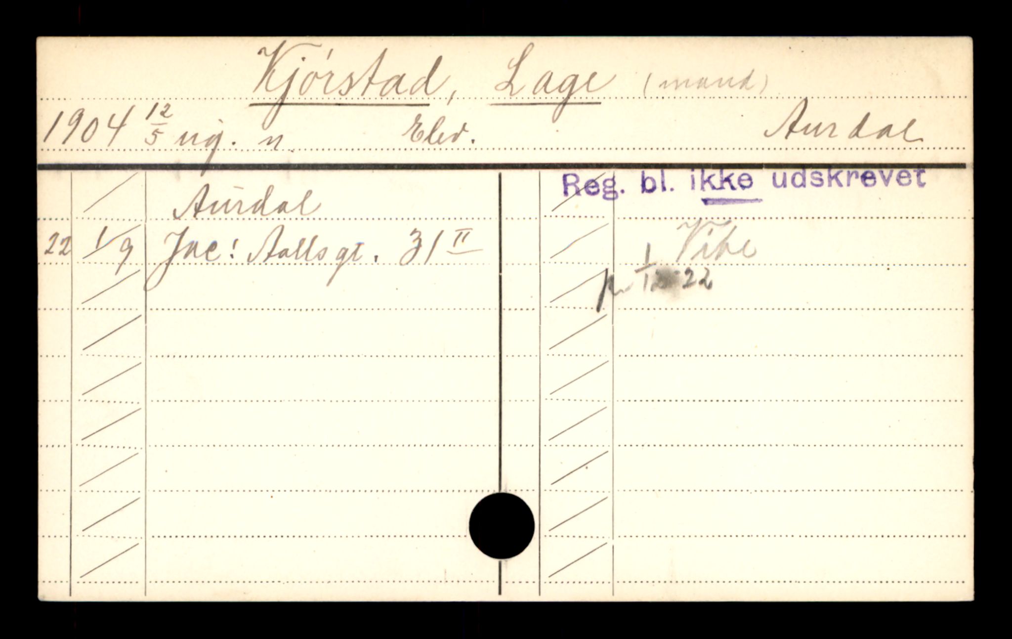 Oslo folkeregister, Registerkort, AV/SAO-A-11715/D/Da/L0049: Menn: Kjørstad Erling - Knudsen Reidar, 1906-1919