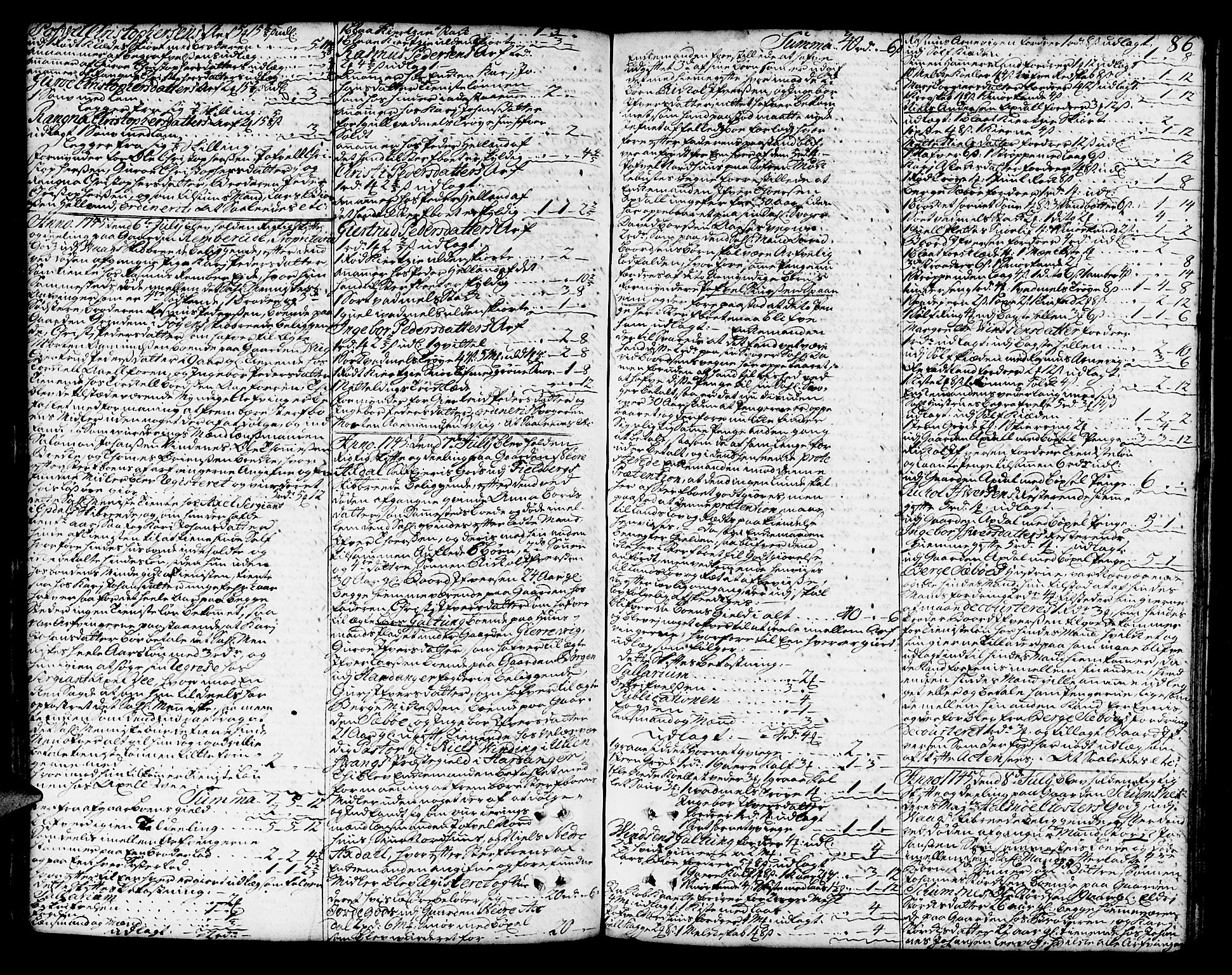 Sunnhordland sorenskrivar, SAB/A-2401/1/H/Ha/Haa/L0006: Skifteprotokollar. Register på lesesal. Fol. 1061- ut, 1743-1749, s. 85b-86a