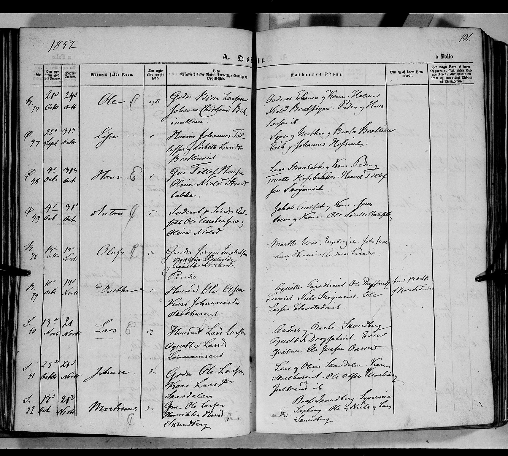 Biri prestekontor, AV/SAH-PREST-096/H/Ha/Haa/L0005: Ministerialbok nr. 5, 1843-1854, s. 101