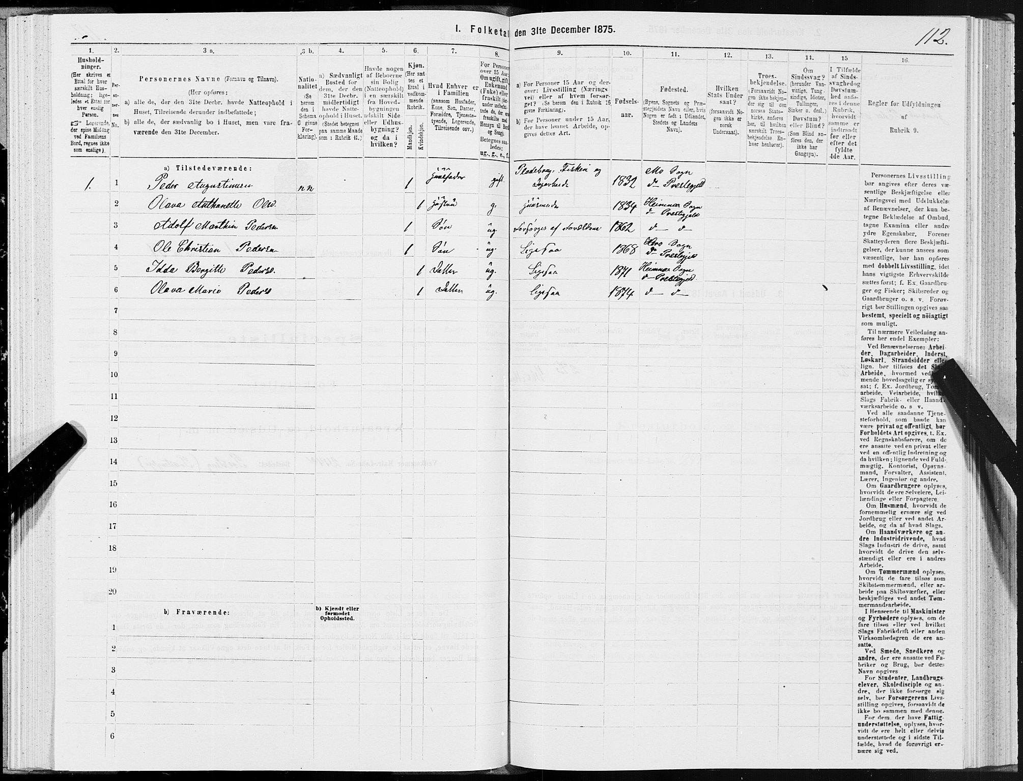 SAT, Folketelling 1875 for 1832P Hemnes prestegjeld, 1875, s. 1112