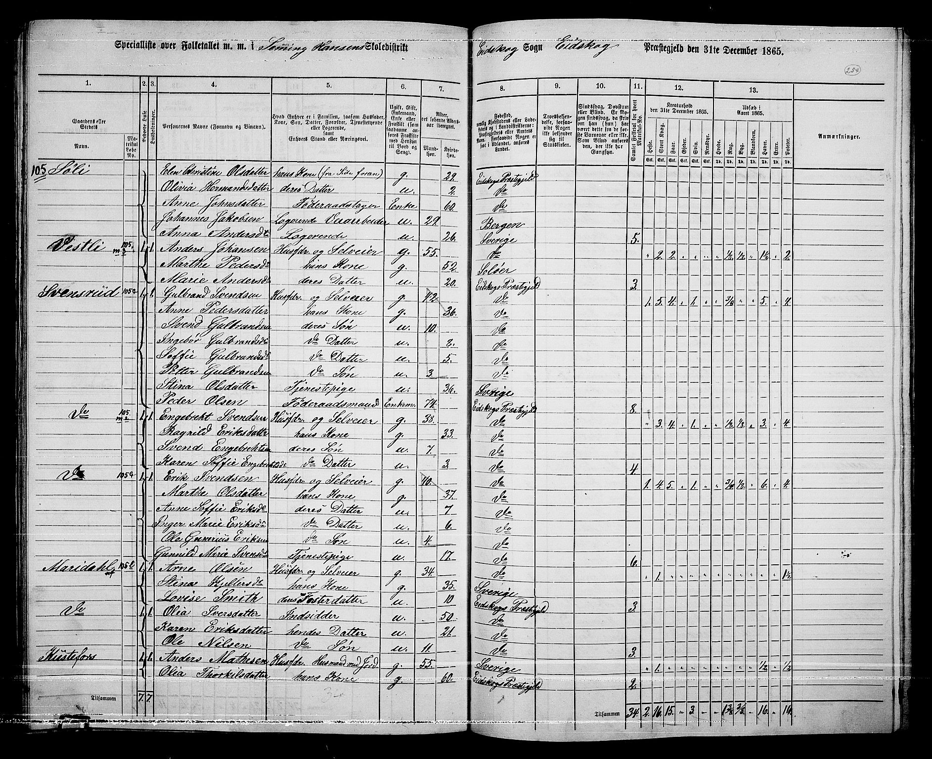 RA, Folketelling 1865 for 0420P Eidskog prestegjeld, 1865, s. 230