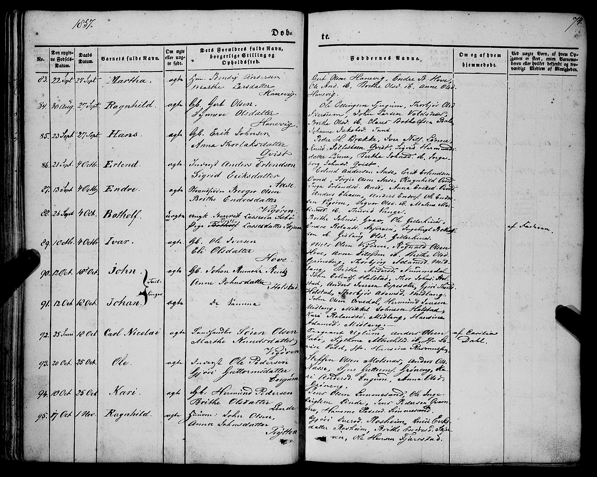 Vik sokneprestembete, AV/SAB-A-81501/H/Haa/Haaa/L0008: Ministerialbok nr. A 8, 1846-1865, s. 74