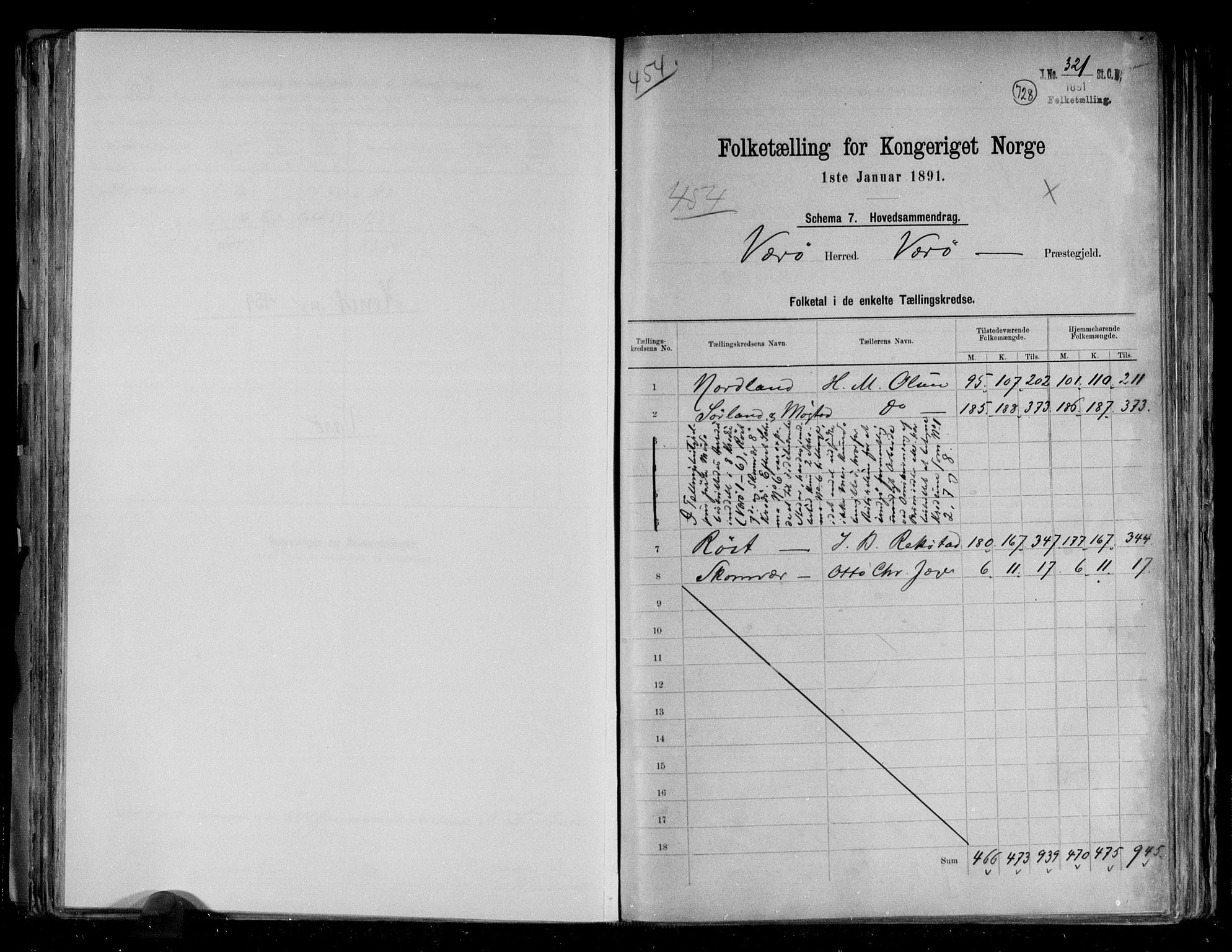 RA, Folketelling 1891 for 1857 Værøy herred, 1891, s. 2