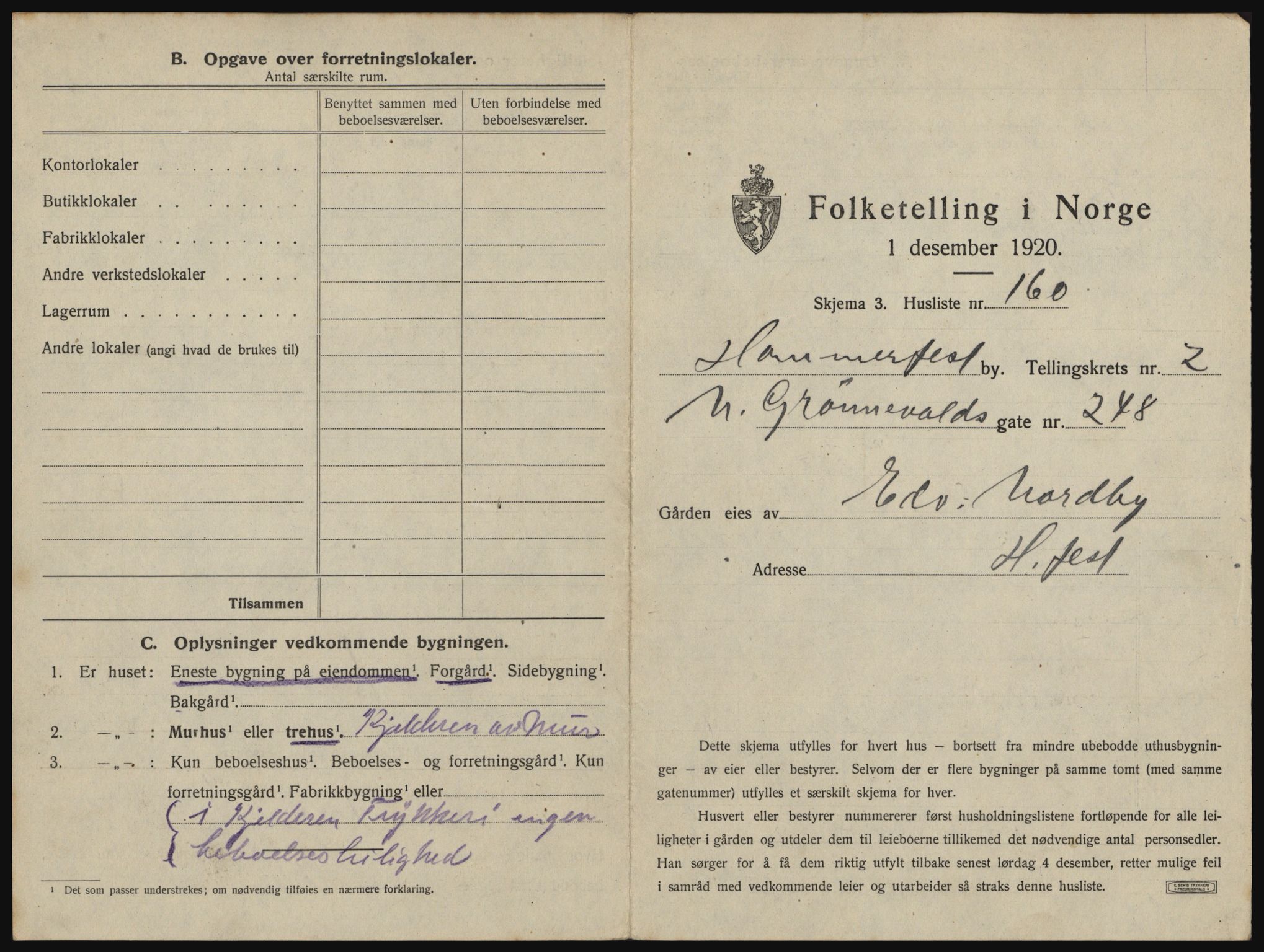 SATØ, Folketelling 1920 for 2001 Hammerfest kjøpstad, 1920, s. 1014