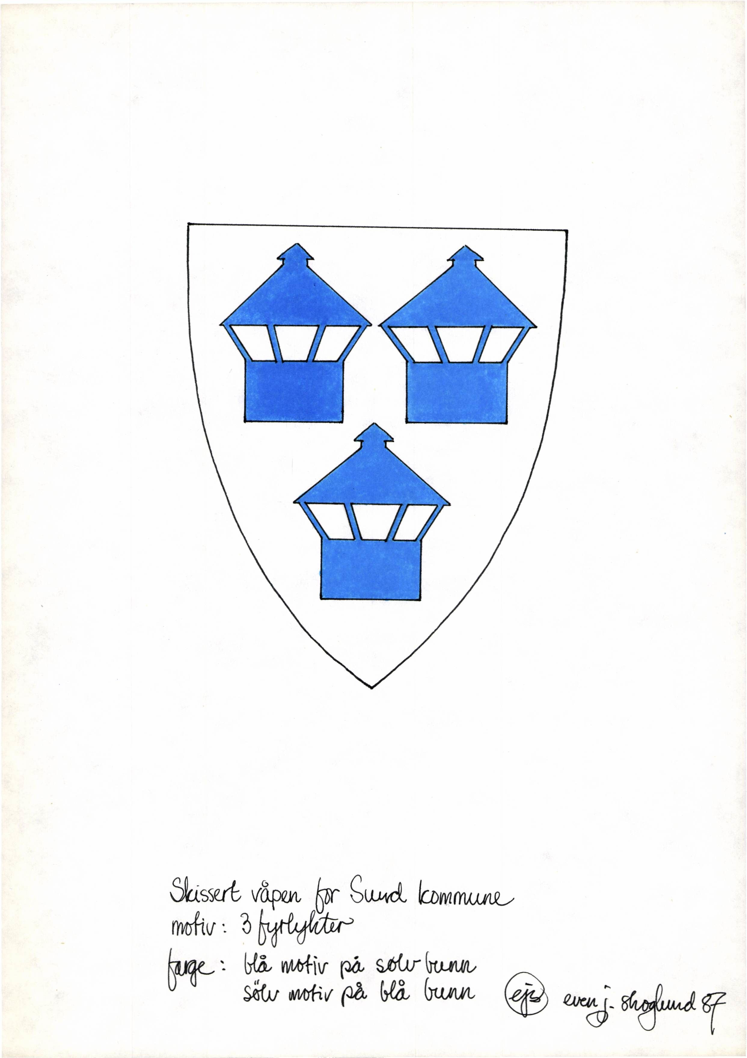 Sund kommune. Formannskapet, IKAH/1245-021/D/Dd/Ddb/L0001/0001: Organisasjon og administrasjon, kommunevåpen, målføre, minnemarkering,  fridomsmedalje, statsministerbesøk og representasjon 