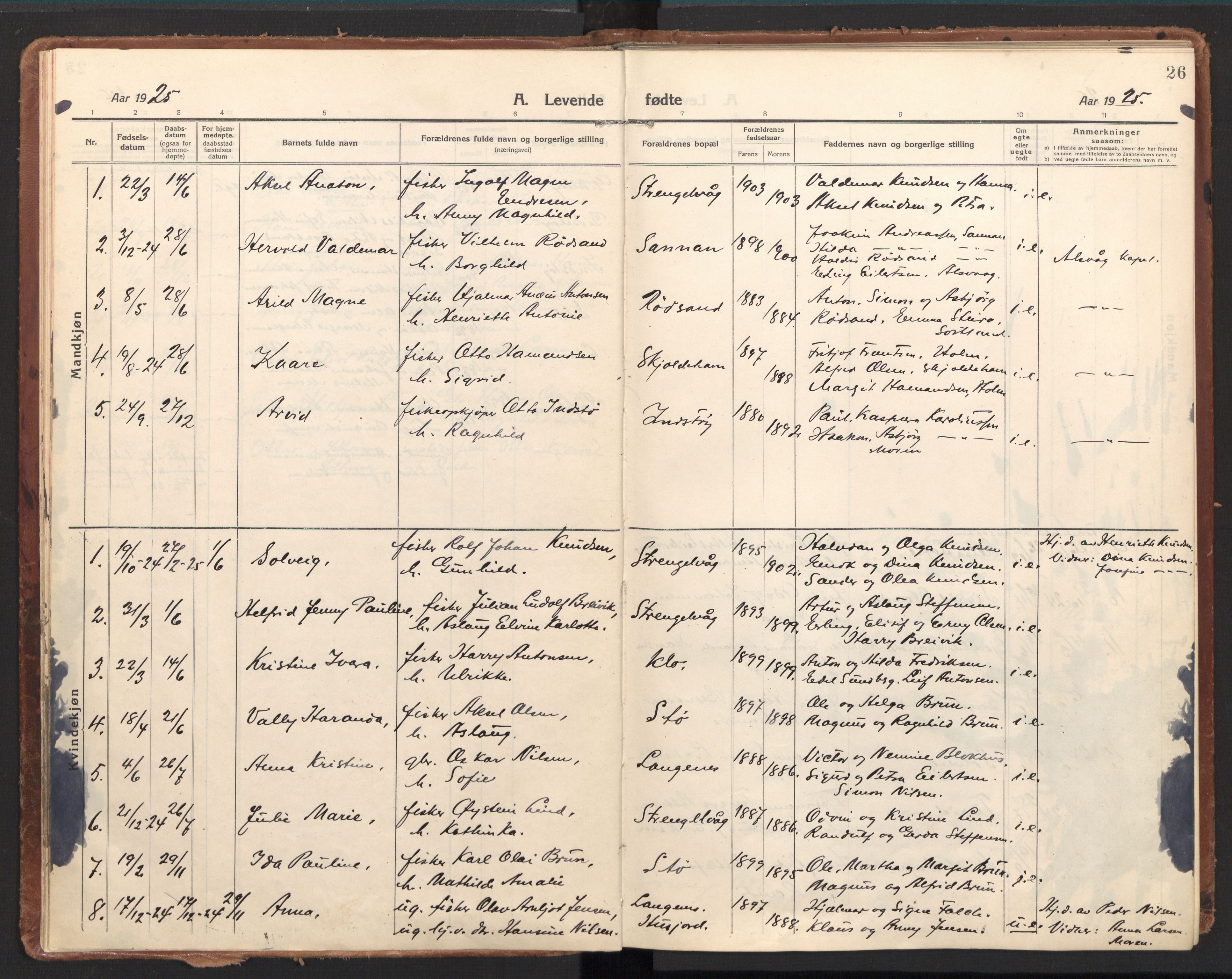 Ministerialprotokoller, klokkerbøker og fødselsregistre - Nordland, AV/SAT-A-1459/894/L1357: Ministerialbok nr. 894A03, 1913-1934, s. 26
