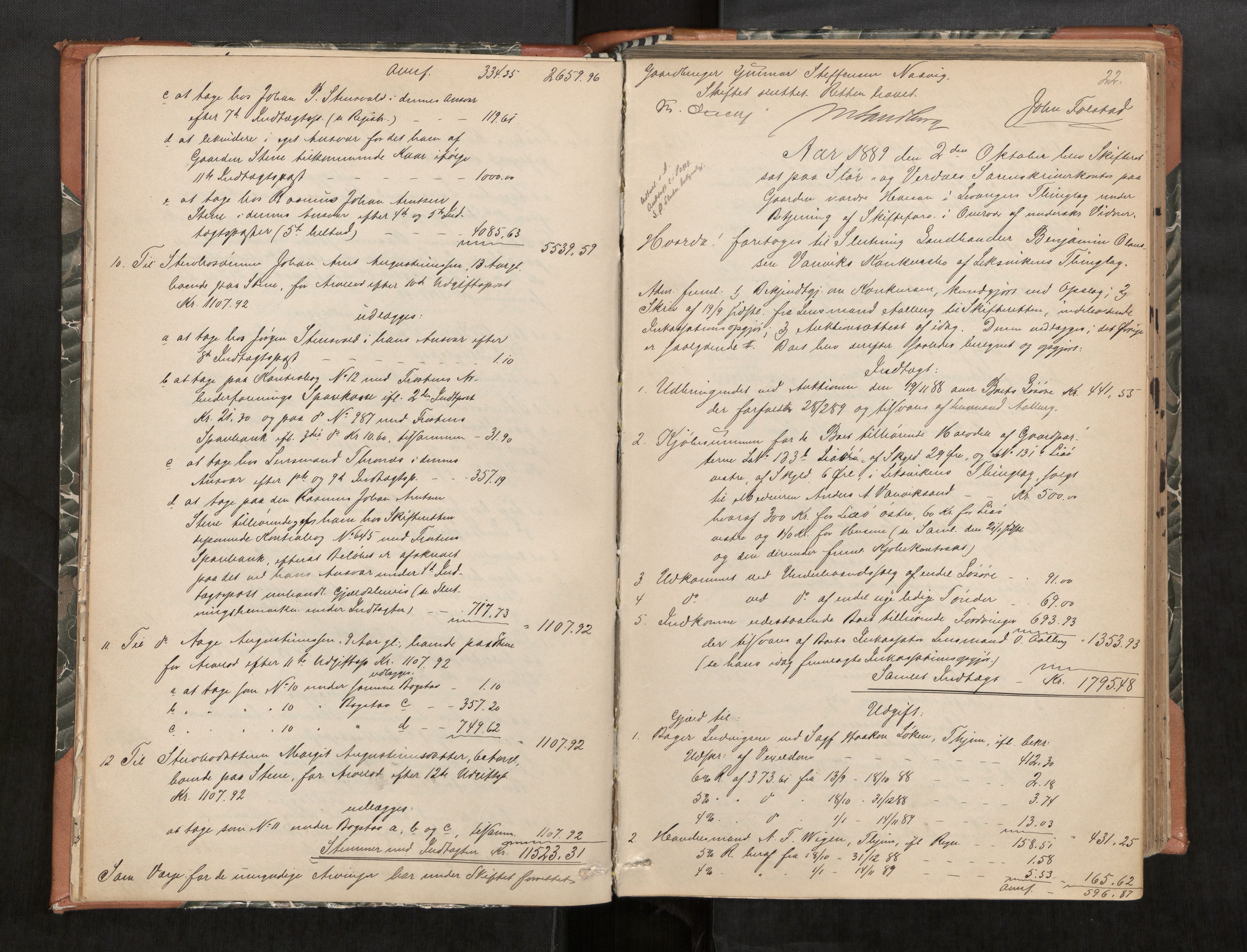 Stjør- og Verdal sorenskriveri, AV/SAT-A-4167/1/3/3A/L0046: Skifteslutningsprotokoll, 1889-1895, s. 22