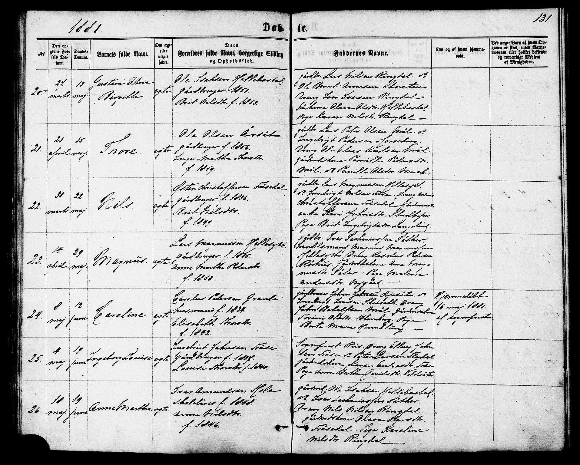 Ministerialprotokoller, klokkerbøker og fødselsregistre - Møre og Romsdal, AV/SAT-A-1454/517/L0226: Ministerialbok nr. 517A06, 1862-1881, s. 131