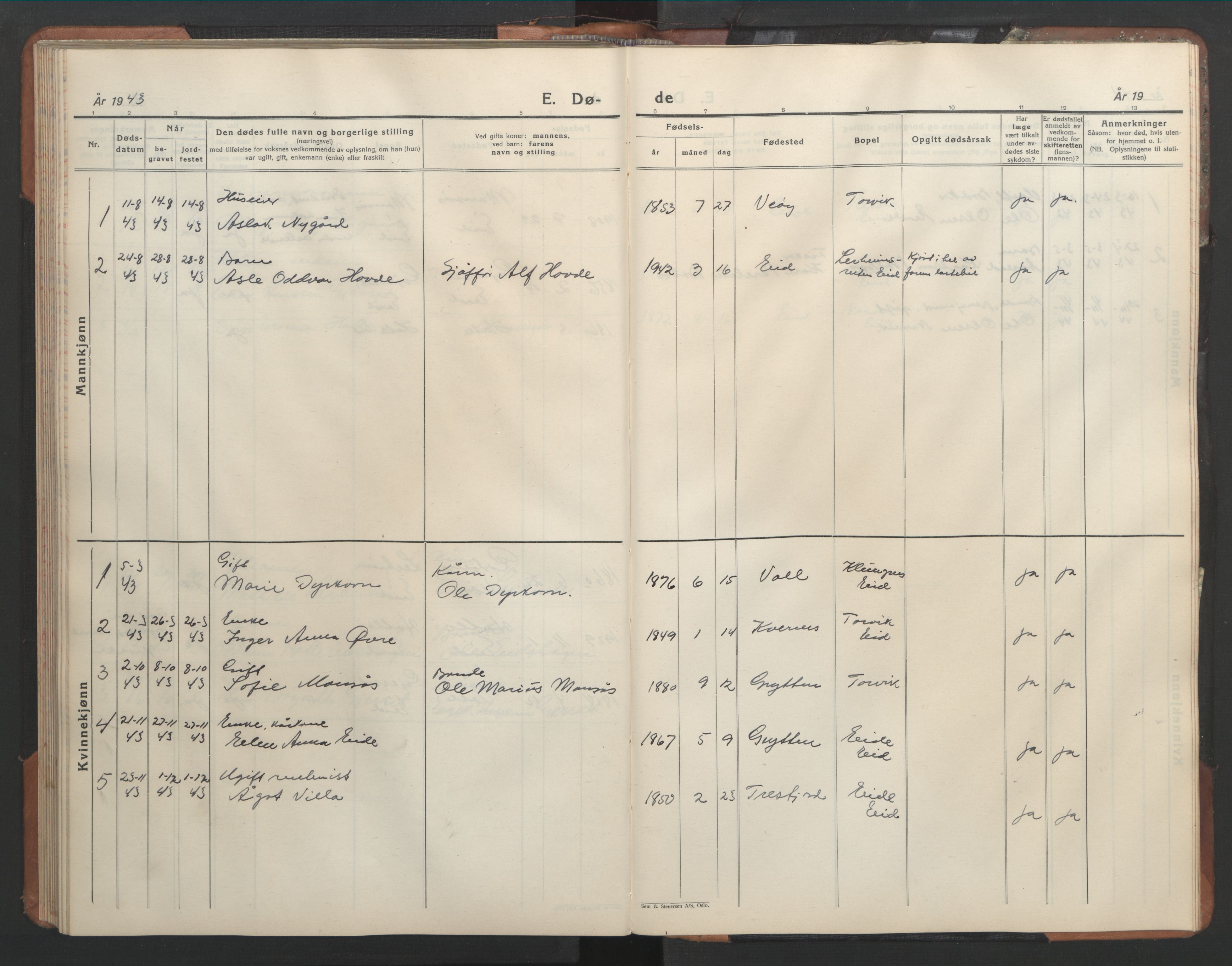 Ministerialprotokoller, klokkerbøker og fødselsregistre - Møre og Romsdal, AV/SAT-A-1454/542/L0559: Klokkerbok nr. 542C02, 1932-1952