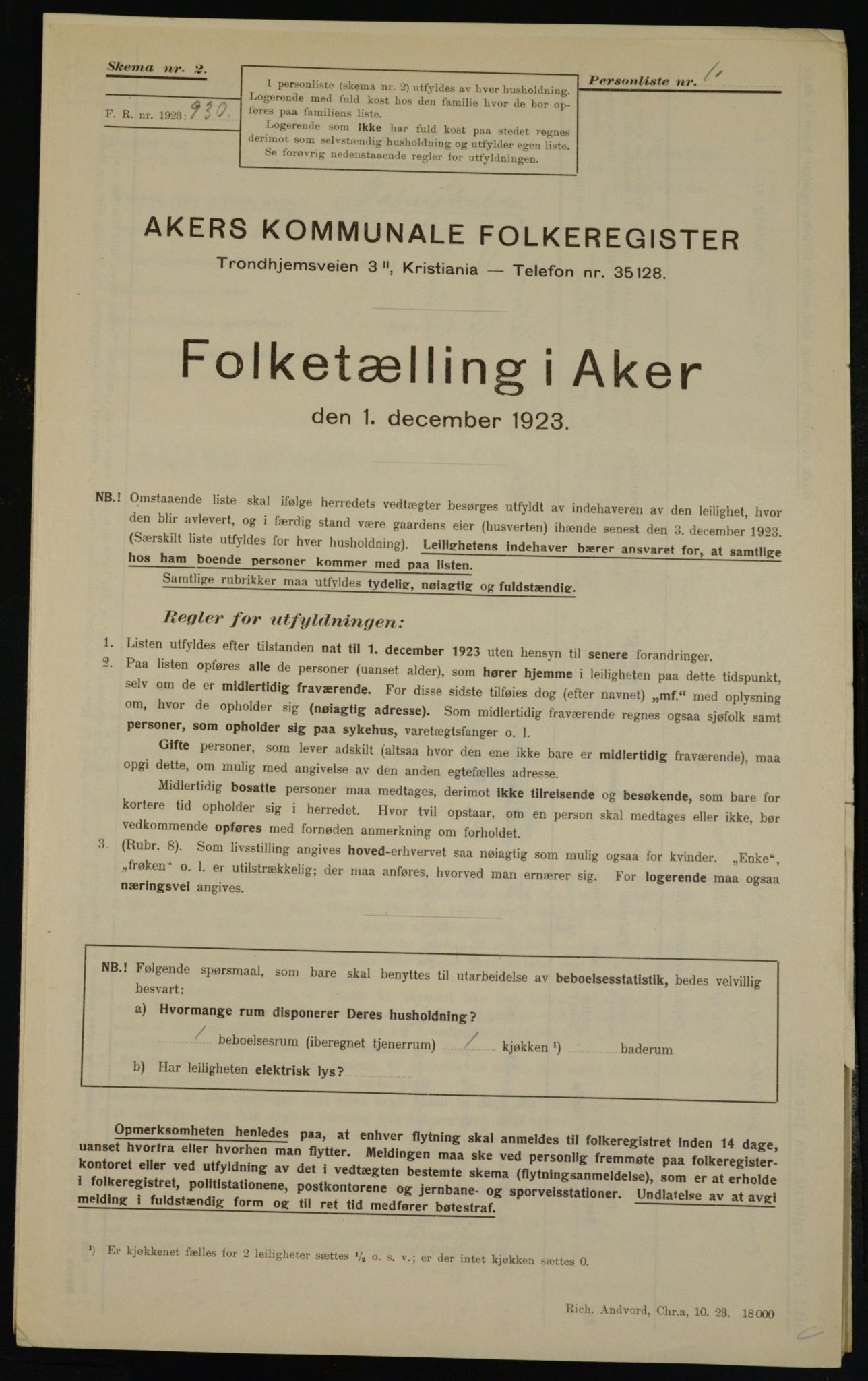 , Kommunal folketelling 1.12.1923 for Aker, 1923, s. 42171