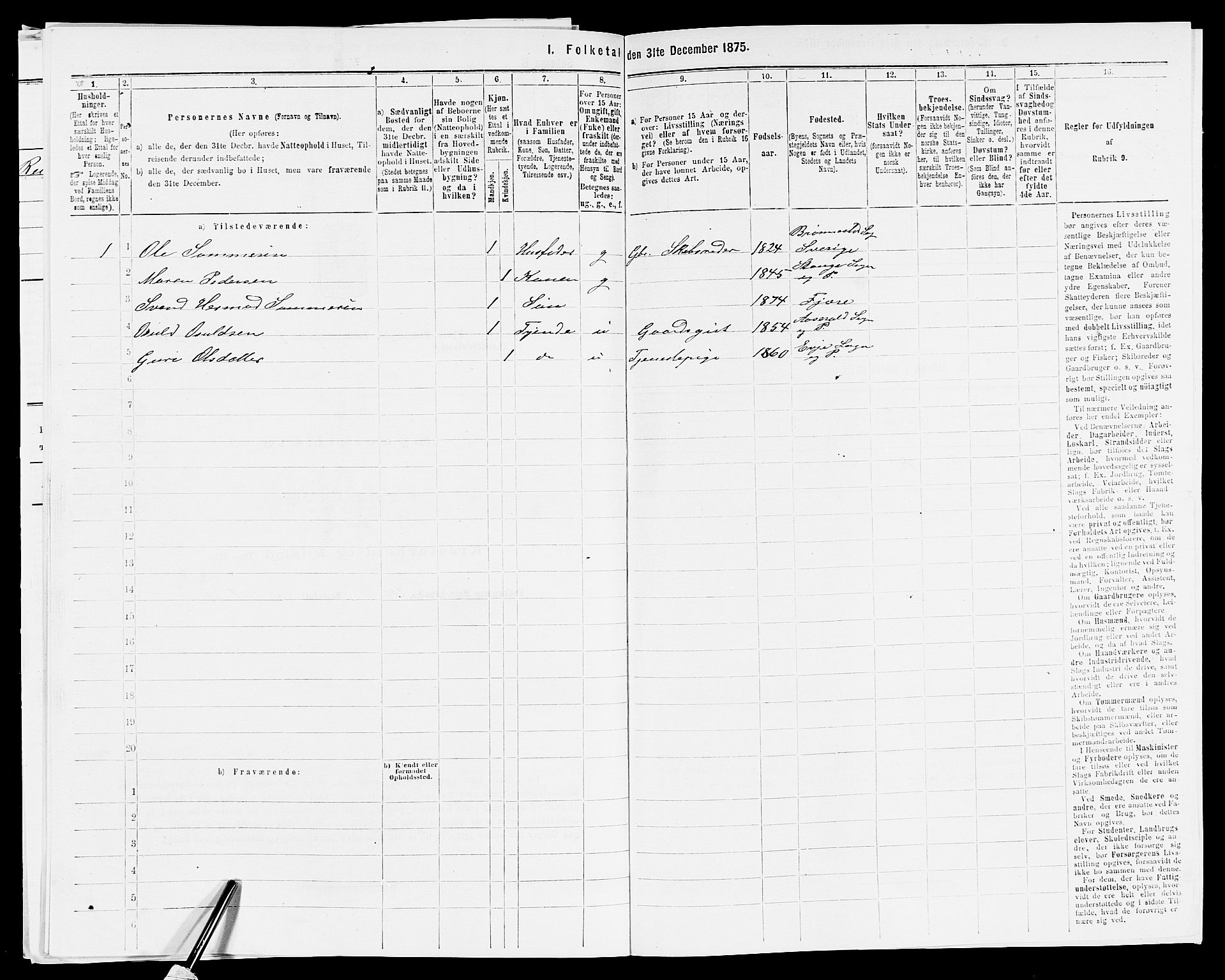 SAK, Folketelling 1875 for 0923L Fjære prestegjeld, Fjære sokn, 1875, s. 517