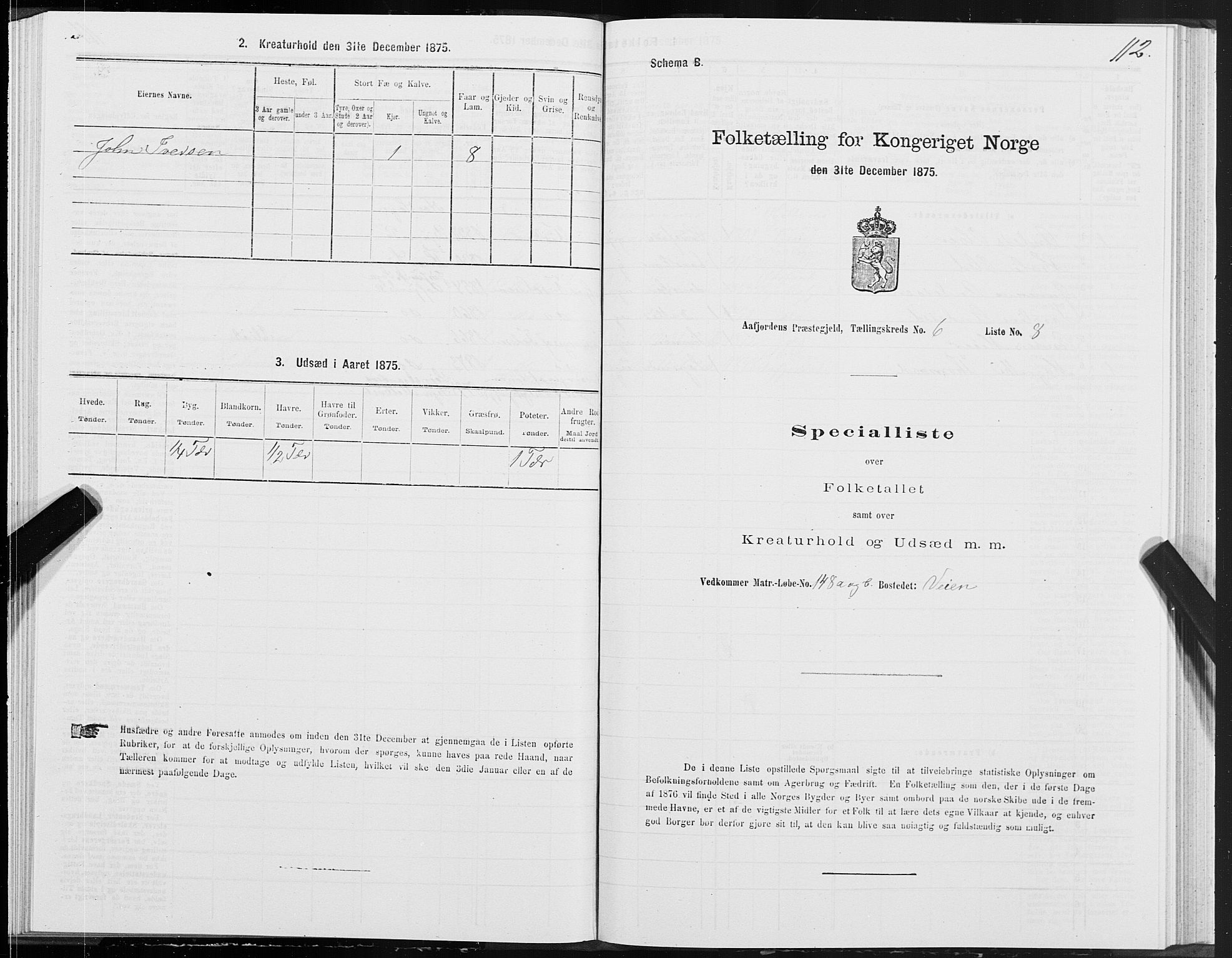 SAT, Folketelling 1875 for 1630P Aafjorden prestegjeld, 1875, s. 3112