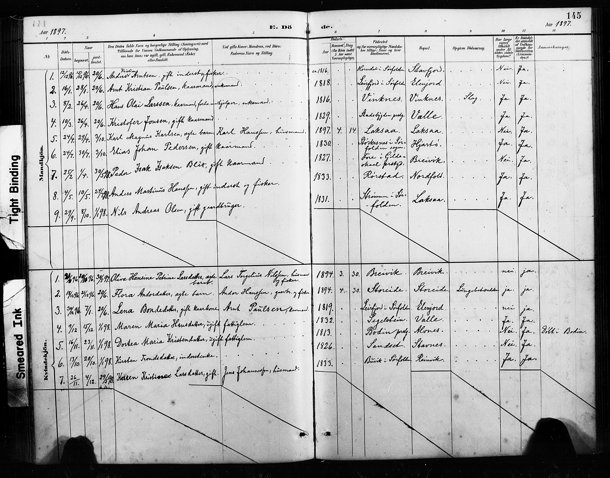 Ministerialprotokoller, klokkerbøker og fødselsregistre - Nordland, AV/SAT-A-1459/858/L0834: Klokkerbok nr. 858C01, 1884-1904, s. 145