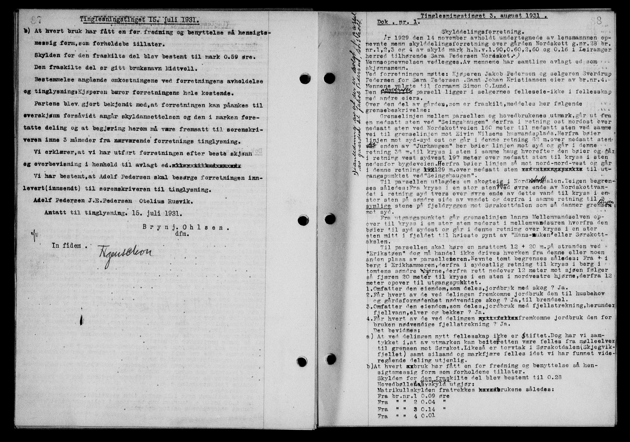 Steigen og Ofoten sorenskriveri, SAT/A-0030/1/2/2C/L0019: Pantebok nr. 22, 1931-1931, Tingl.dato: 03.08.1931