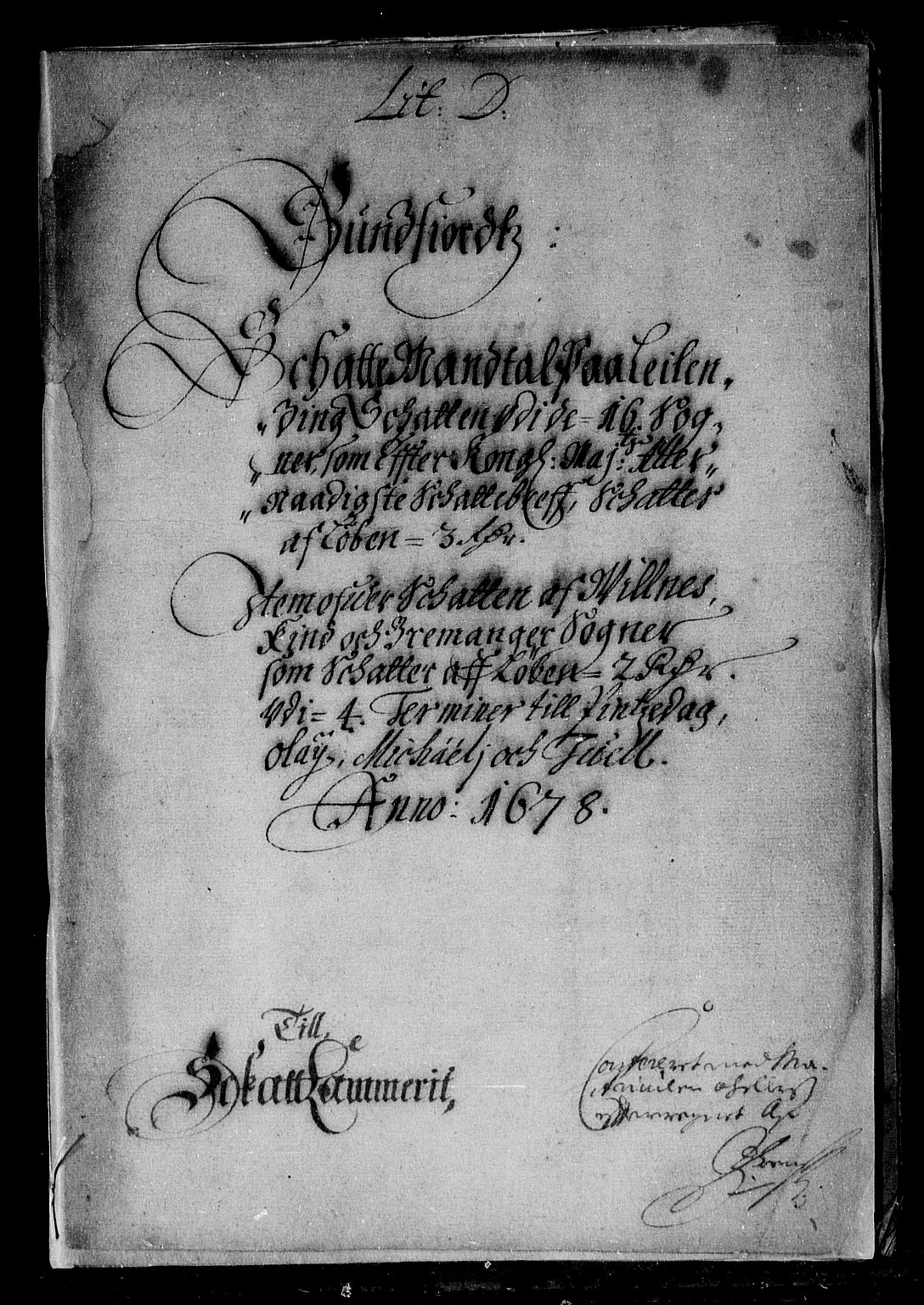 Rentekammeret inntil 1814, Reviderte regnskaper, Stiftamtstueregnskaper, Bergen stiftamt, AV/RA-EA-6043/R/Rc/L0051: Bergen stiftamt, 1678