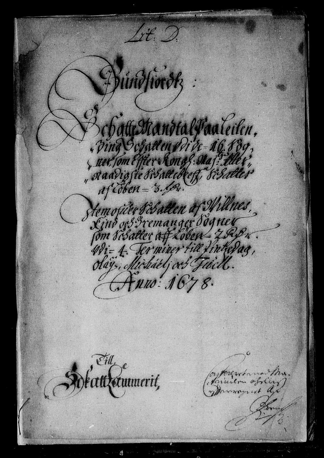 Rentekammeret inntil 1814, Reviderte regnskaper, Stiftamtstueregnskaper, Bergen stiftamt, RA/EA-6043/R/Rc/L0051: Bergen stiftamt, 1678