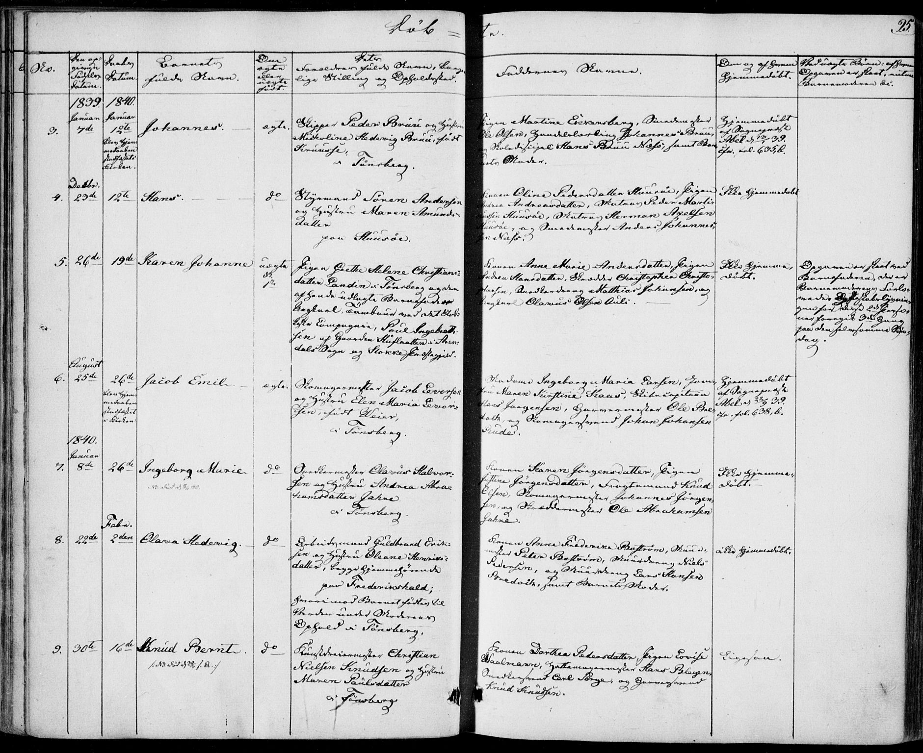 Tønsberg kirkebøker, AV/SAKO-A-330/F/Fa/L0006: Ministerialbok nr. I 6, 1836-1844, s. 25