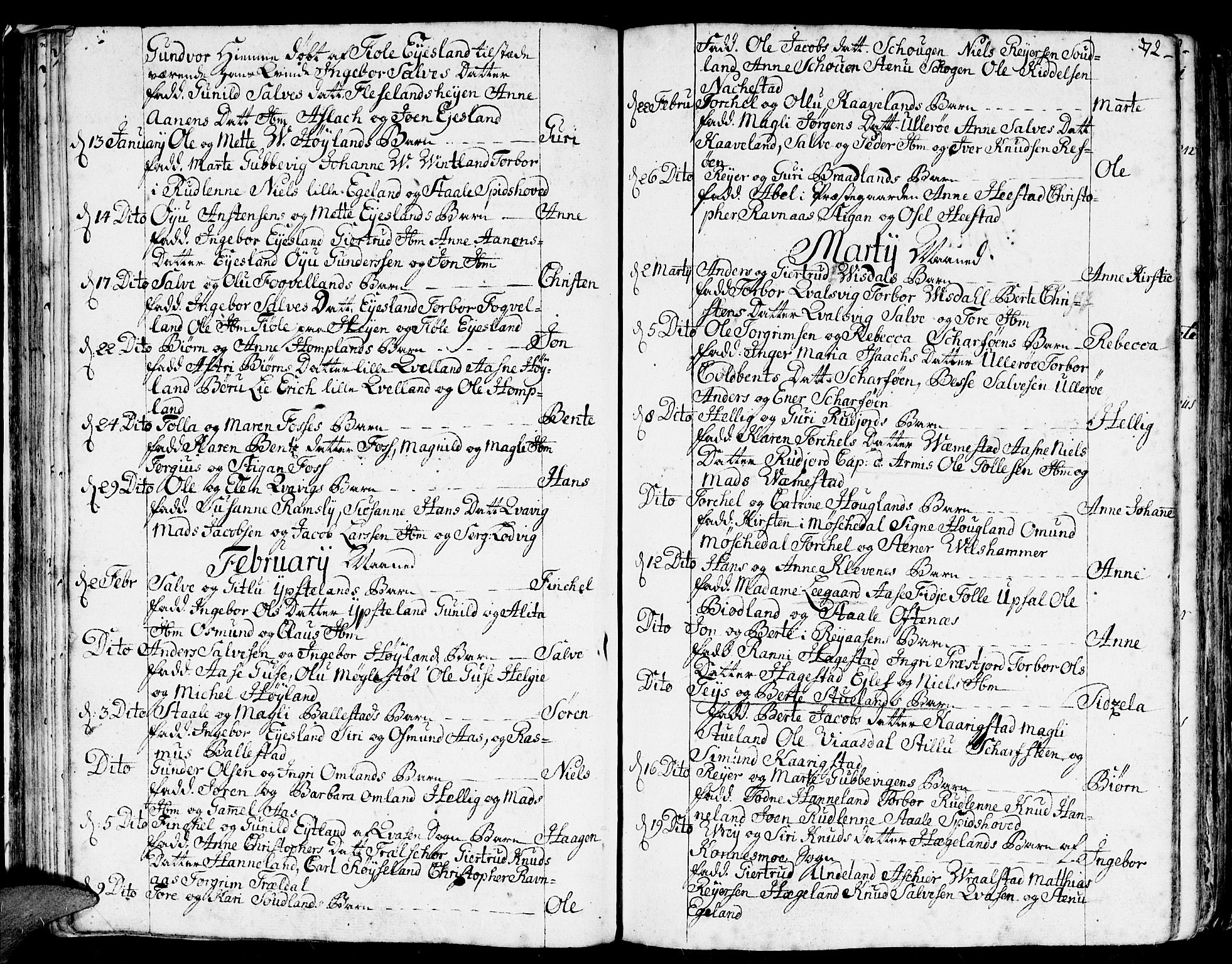 Lyngdal sokneprestkontor, AV/SAK-1111-0029/F/Fa/Fac/L0001: Ministerialbok nr. A 1, 1727-1779, s. 72
