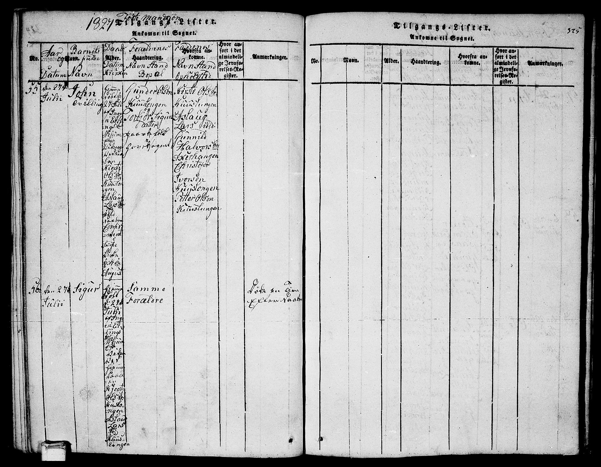 Sauherad kirkebøker, AV/SAKO-A-298/F/Fa/L0005: Ministerialbok nr. I 5, 1815-1829, s. 325