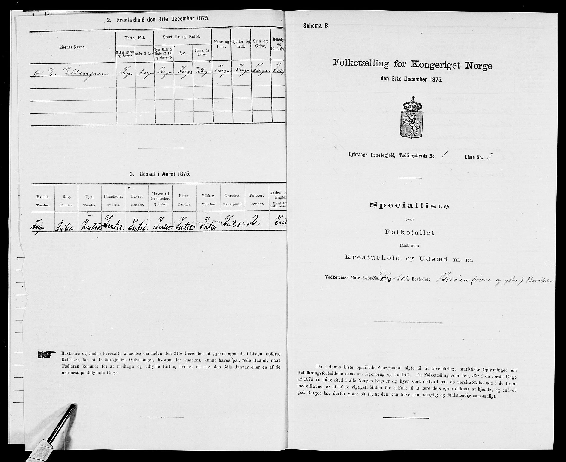 SAK, Folketelling 1875 for 0915P Dypvåg prestegjeld, 1875, s. 63