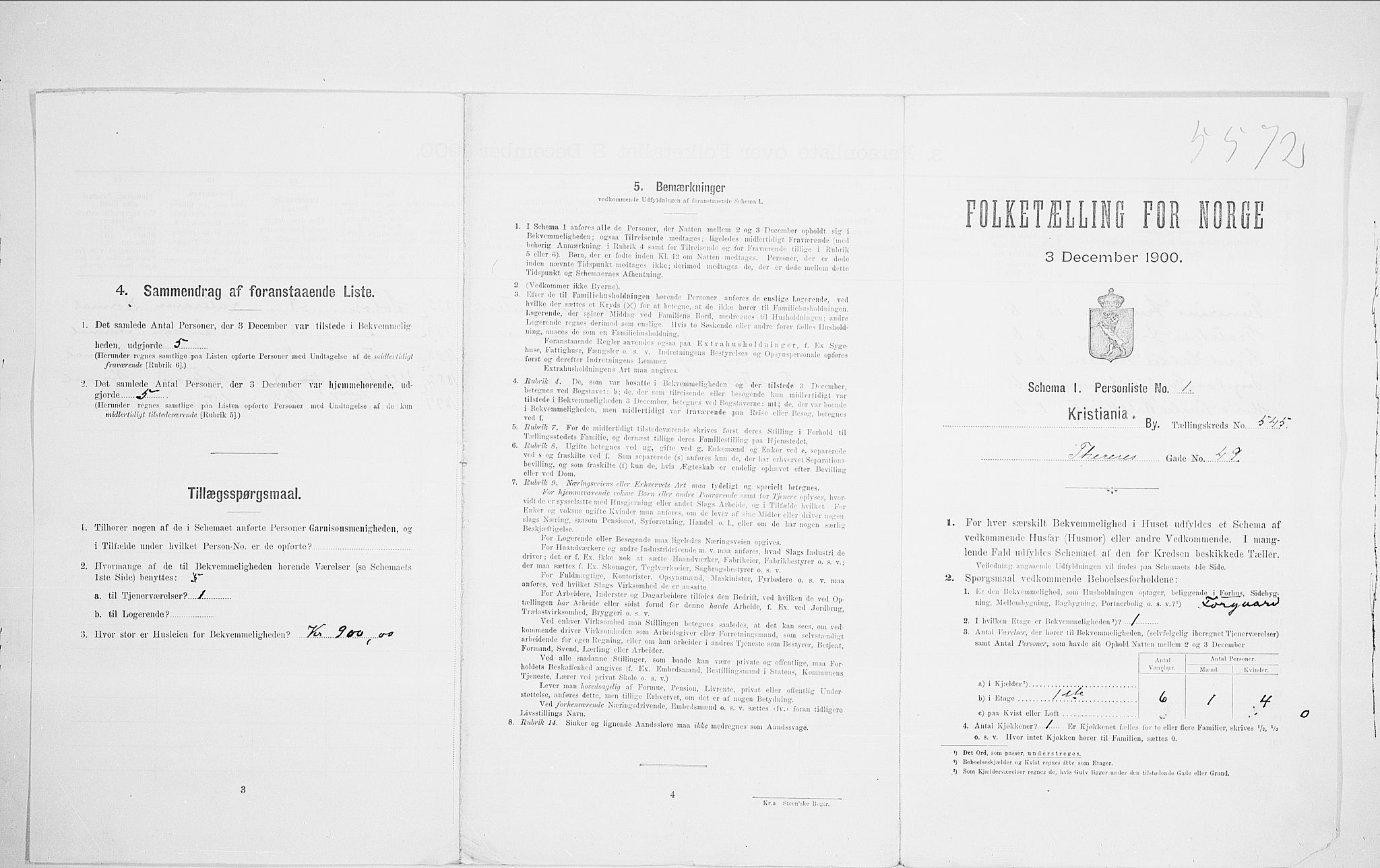 SAO, Folketelling 1900 for 0301 Kristiania kjøpstad, 1900, s. 97400