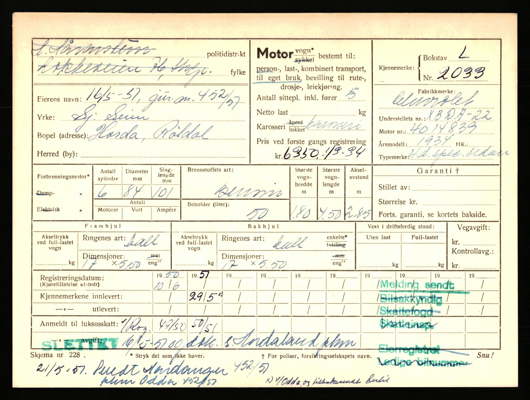 Stavanger trafikkstasjon, AV/SAST-A-101942/0/F/L0006: L-1700 - L-2149, 1930-1971, s. 1421