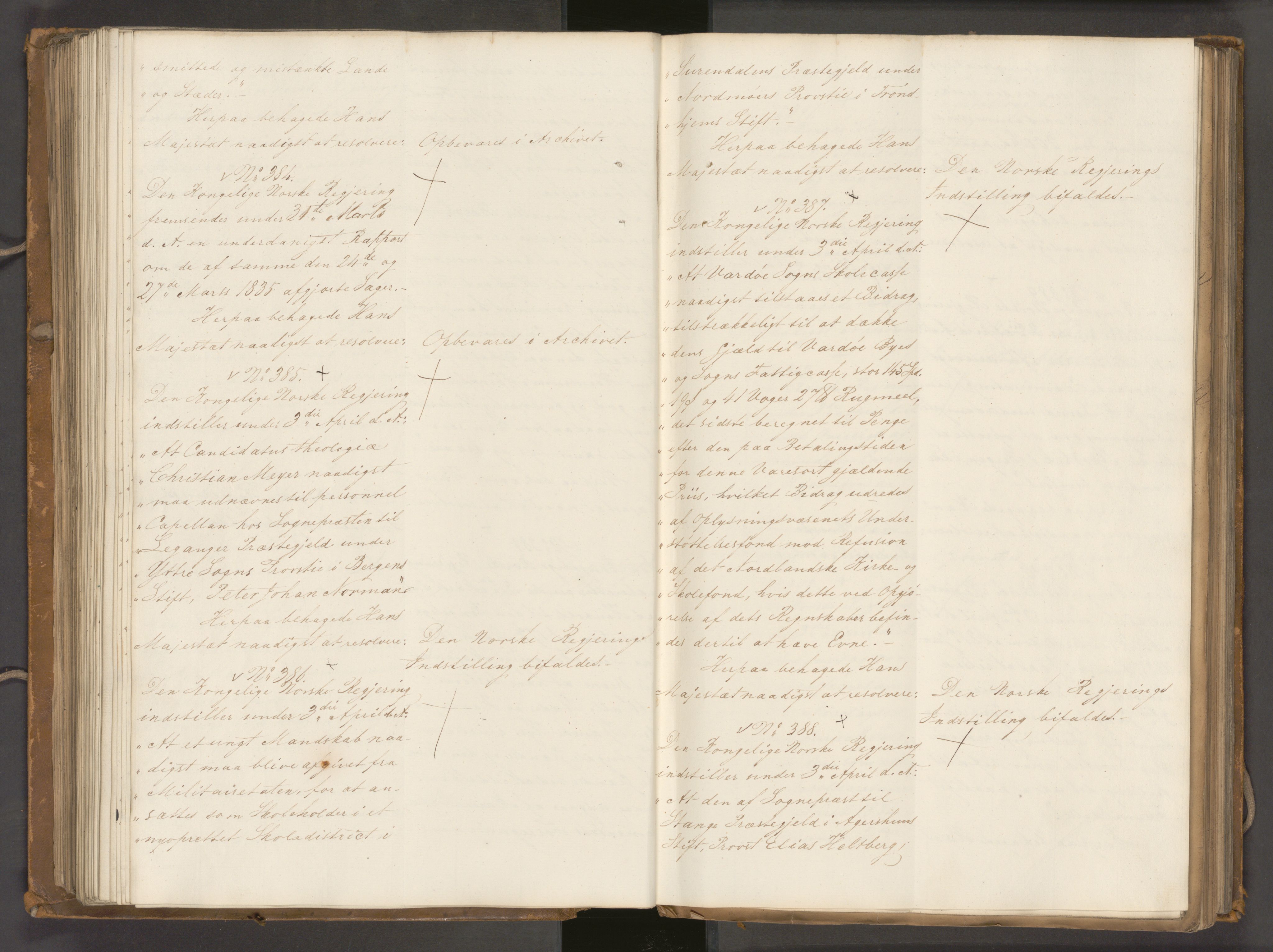Statsrådssekretariatet, AV/RA-S-1001/A/Ab/L0040: Kgl. res. nr. 1-568, 1. halvår, 1835
