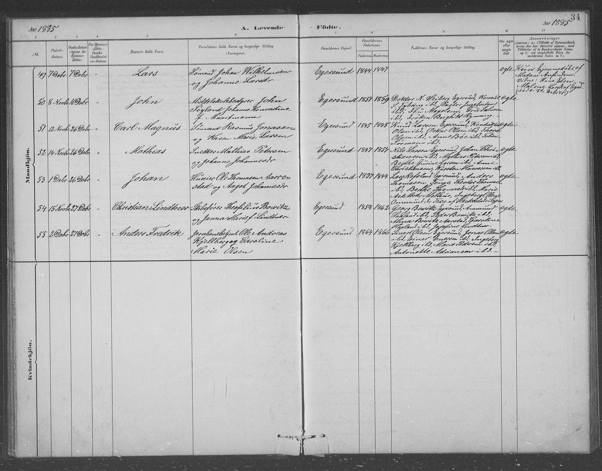 Eigersund sokneprestkontor, AV/SAST-A-101807/S09/L0008: Klokkerbok nr. B 8, 1882-1892, s. 34