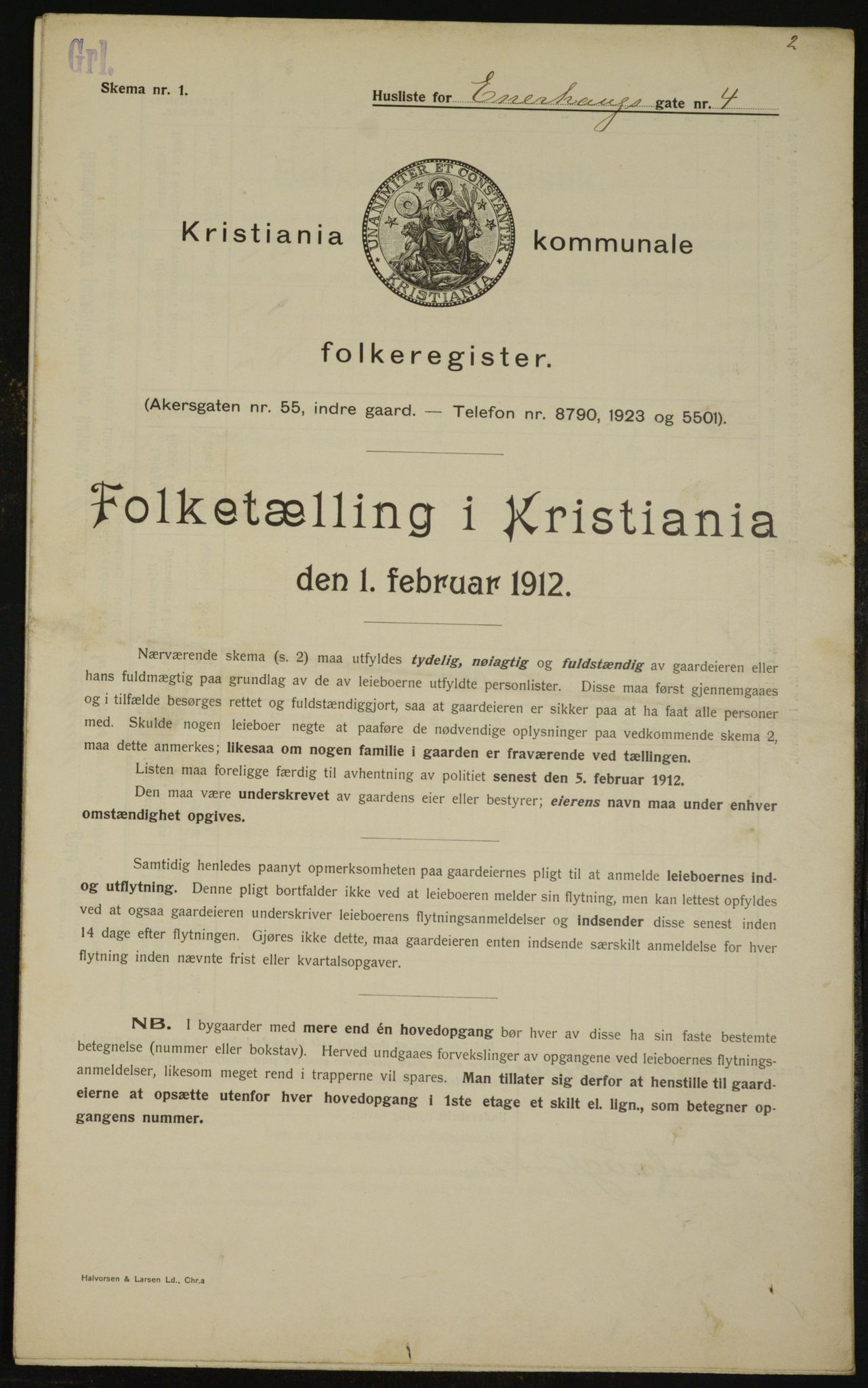 OBA, Kommunal folketelling 1.2.1912 for Kristiania, 1912, s. 21463