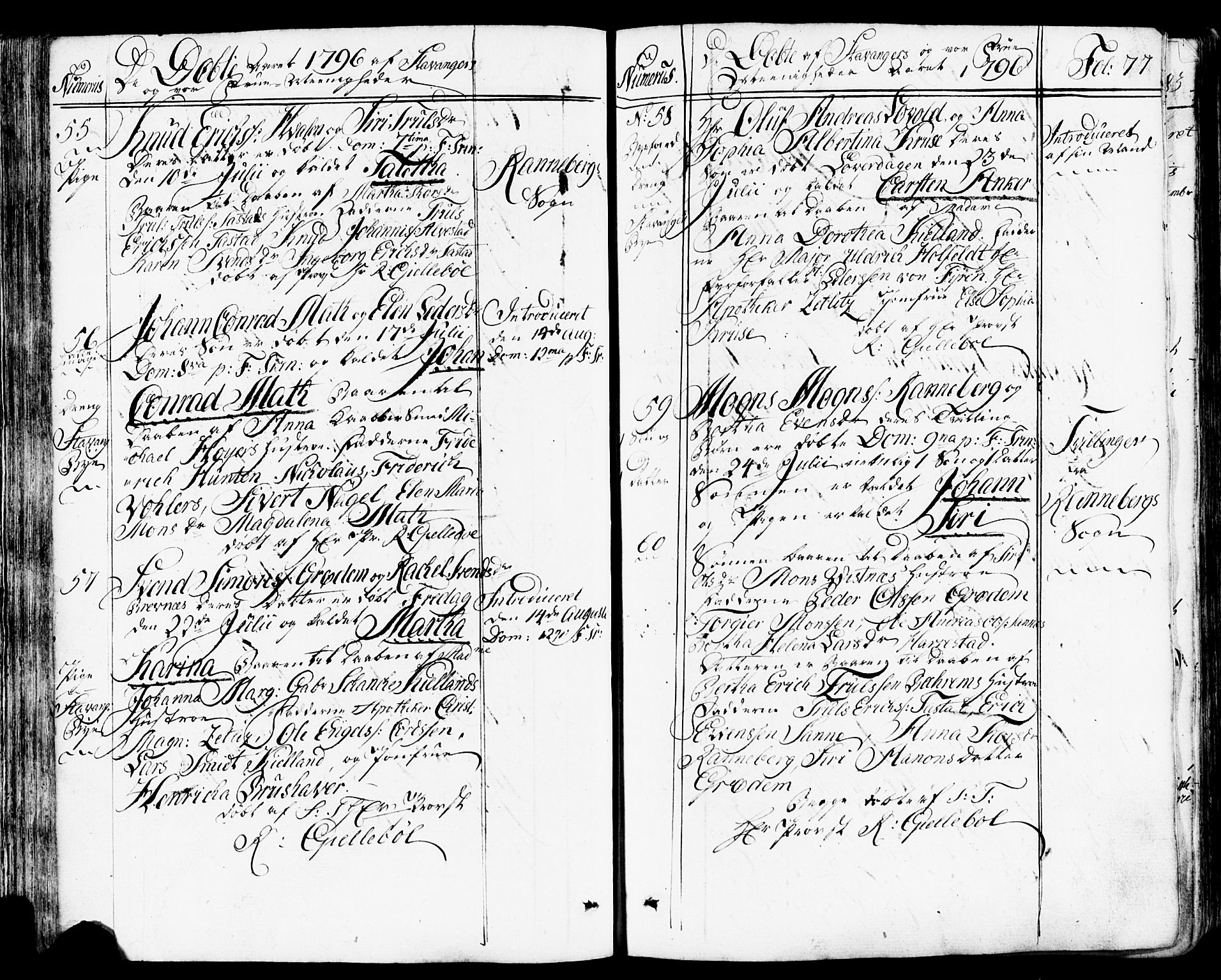Domkirken sokneprestkontor, AV/SAST-A-101812/001/30/30BB/L0007: Klokkerbok nr. B 7, 1791-1813, s. 77