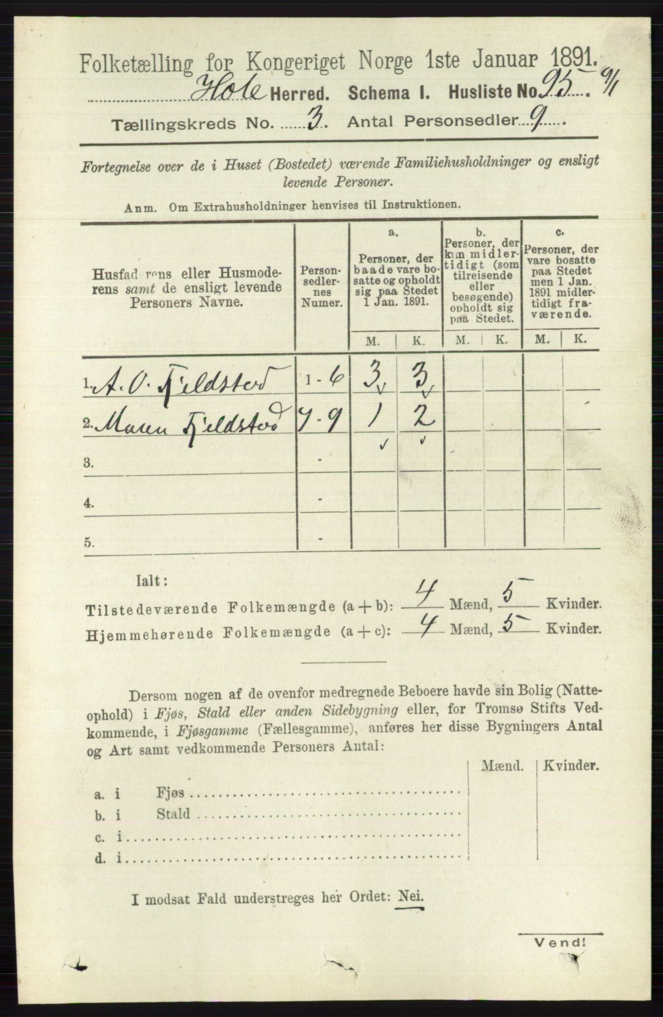 RA, Folketelling 1891 for 0612 Hole herred, 1891, s. 1213