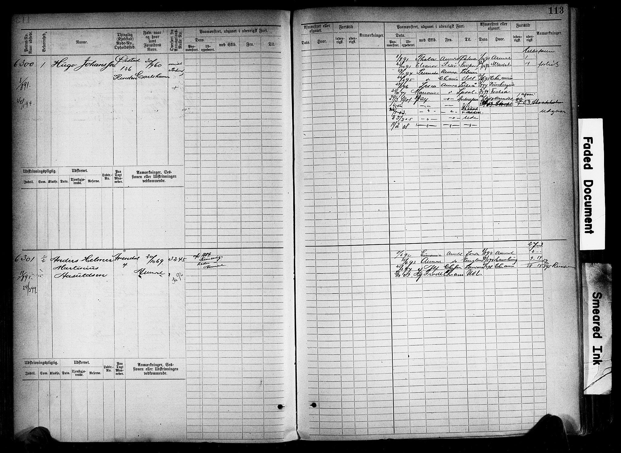 Arendal mønstringskrets, AV/SAK-2031-0012/F/Fb/L0018: Hovedrulle A nr 6077-6849, S-16, 1892-1894, s. 113