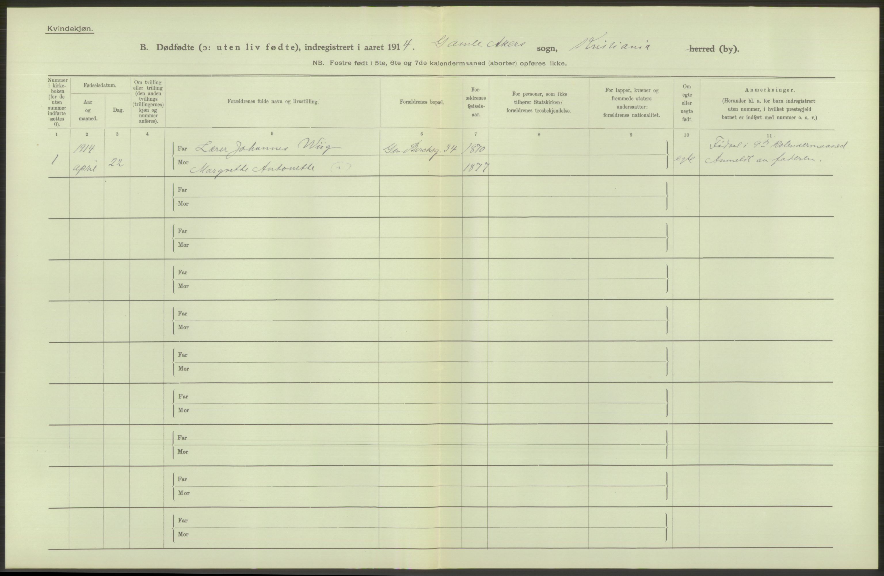 Statistisk sentralbyrå, Sosiodemografiske emner, Befolkning, RA/S-2228/D/Df/Dfb/Dfbd/L0009: Kristiania: Døde, dødfødte, 1914, s. 26