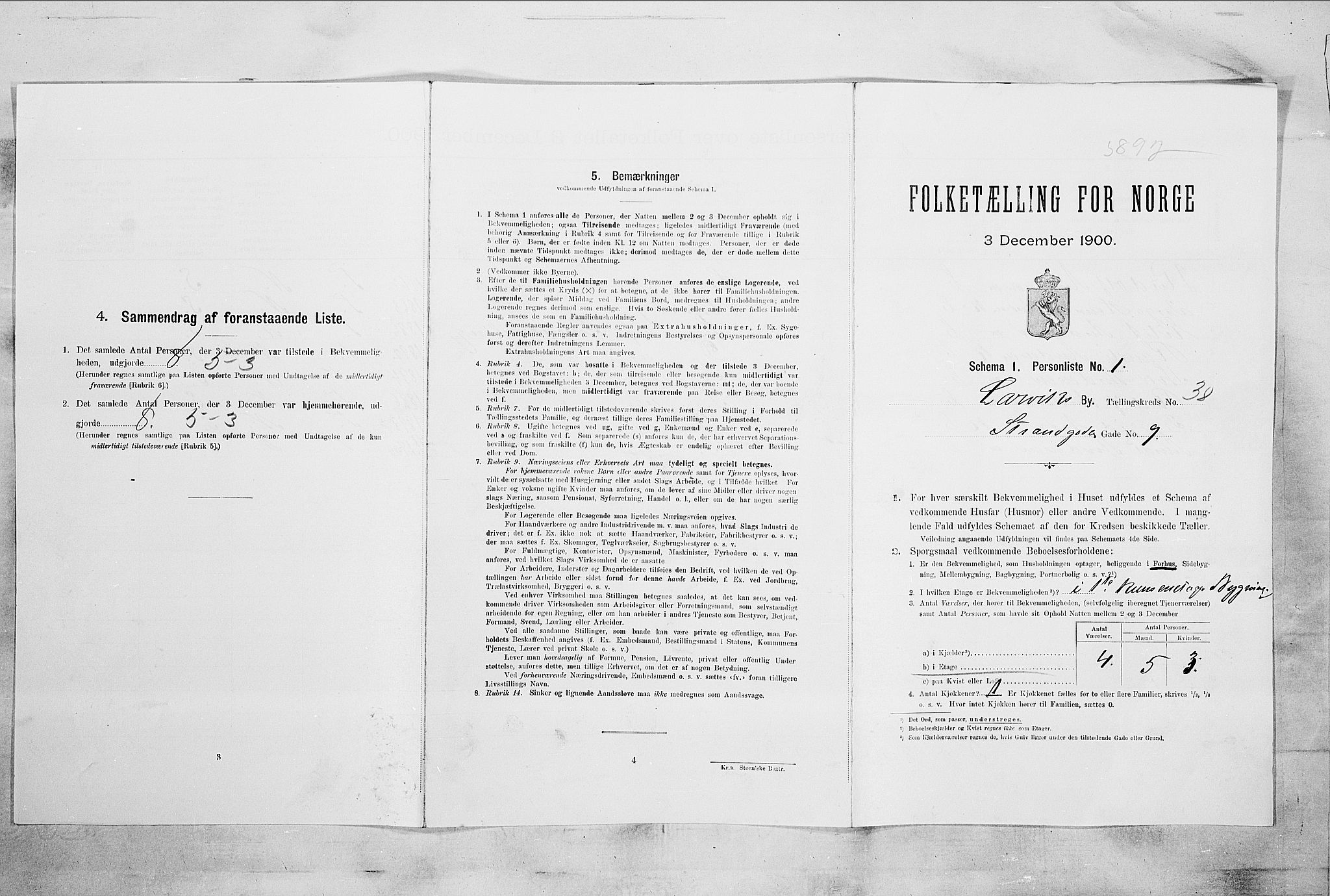 RA, Folketelling 1900 for 0707 Larvik kjøpstad, 1900, s. 5070
