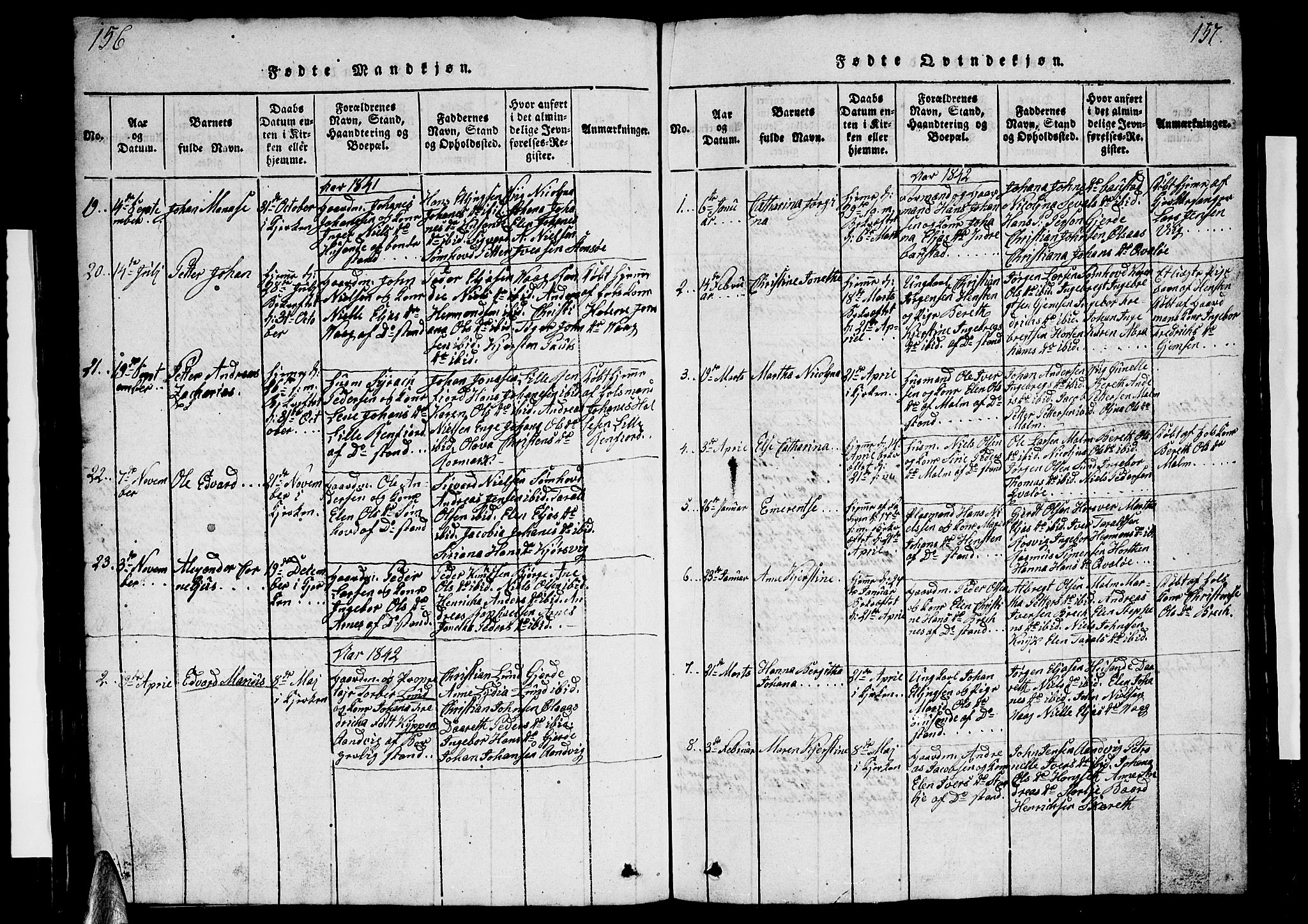 Ministerialprotokoller, klokkerbøker og fødselsregistre - Nordland, AV/SAT-A-1459/812/L0186: Klokkerbok nr. 812C04, 1820-1849, s. 156-157