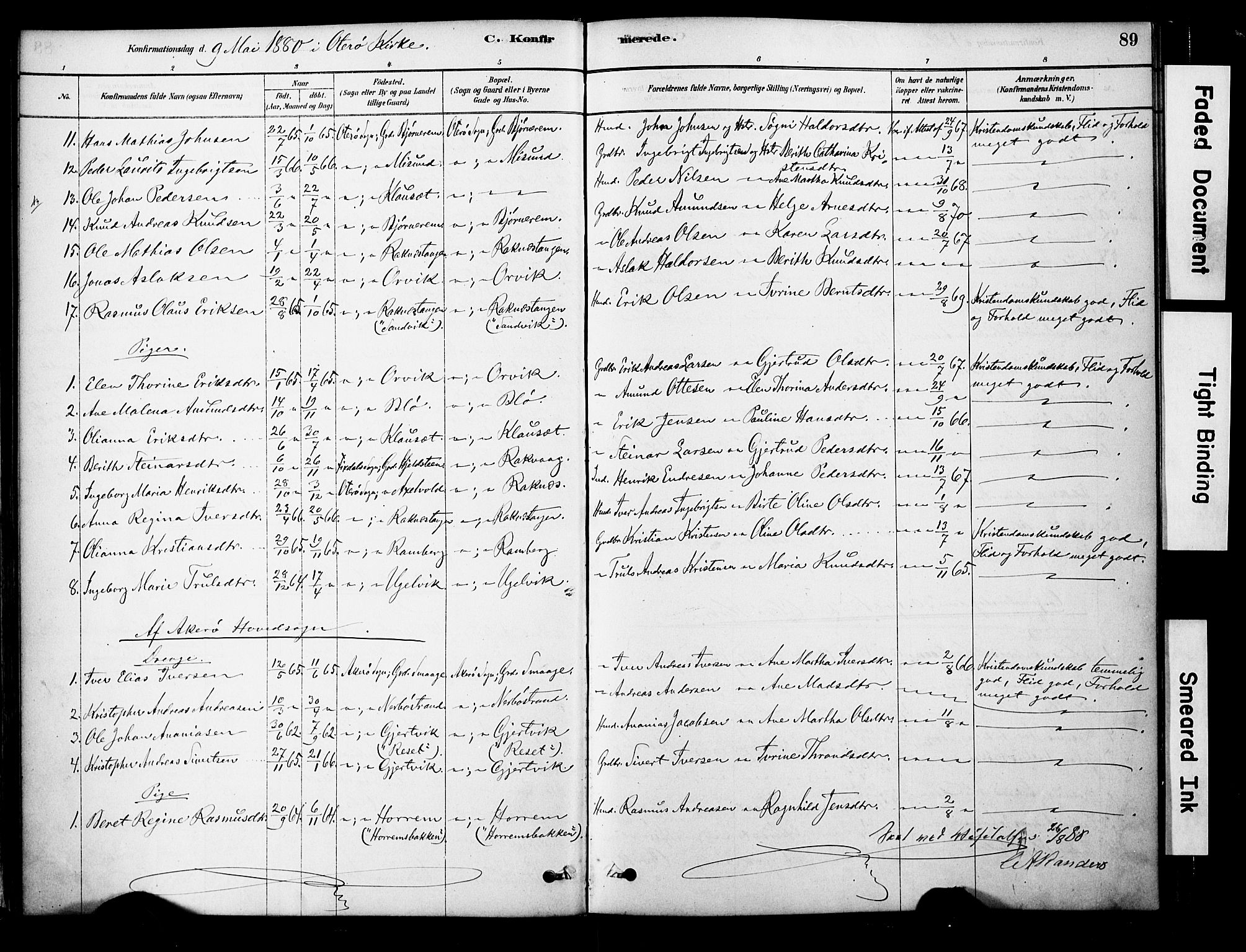 Ministerialprotokoller, klokkerbøker og fødselsregistre - Møre og Romsdal, AV/SAT-A-1454/563/L0736: Ministerialbok nr. 563A01, 1878-1903, s. 89