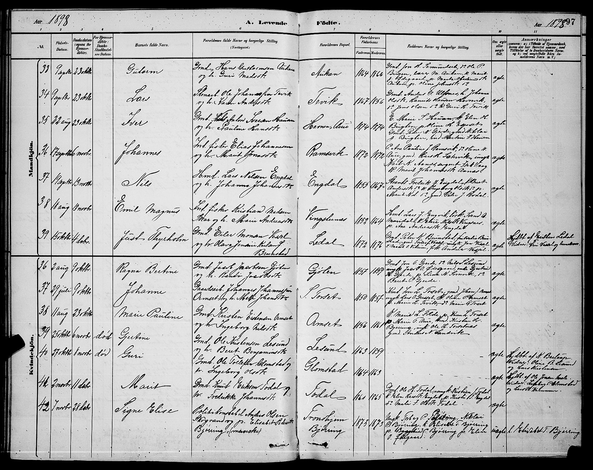 Ministerialprotokoller, klokkerbøker og fødselsregistre - Møre og Romsdal, AV/SAT-A-1454/578/L0909: Klokkerbok nr. 578C02, 1882-1900, s. 97