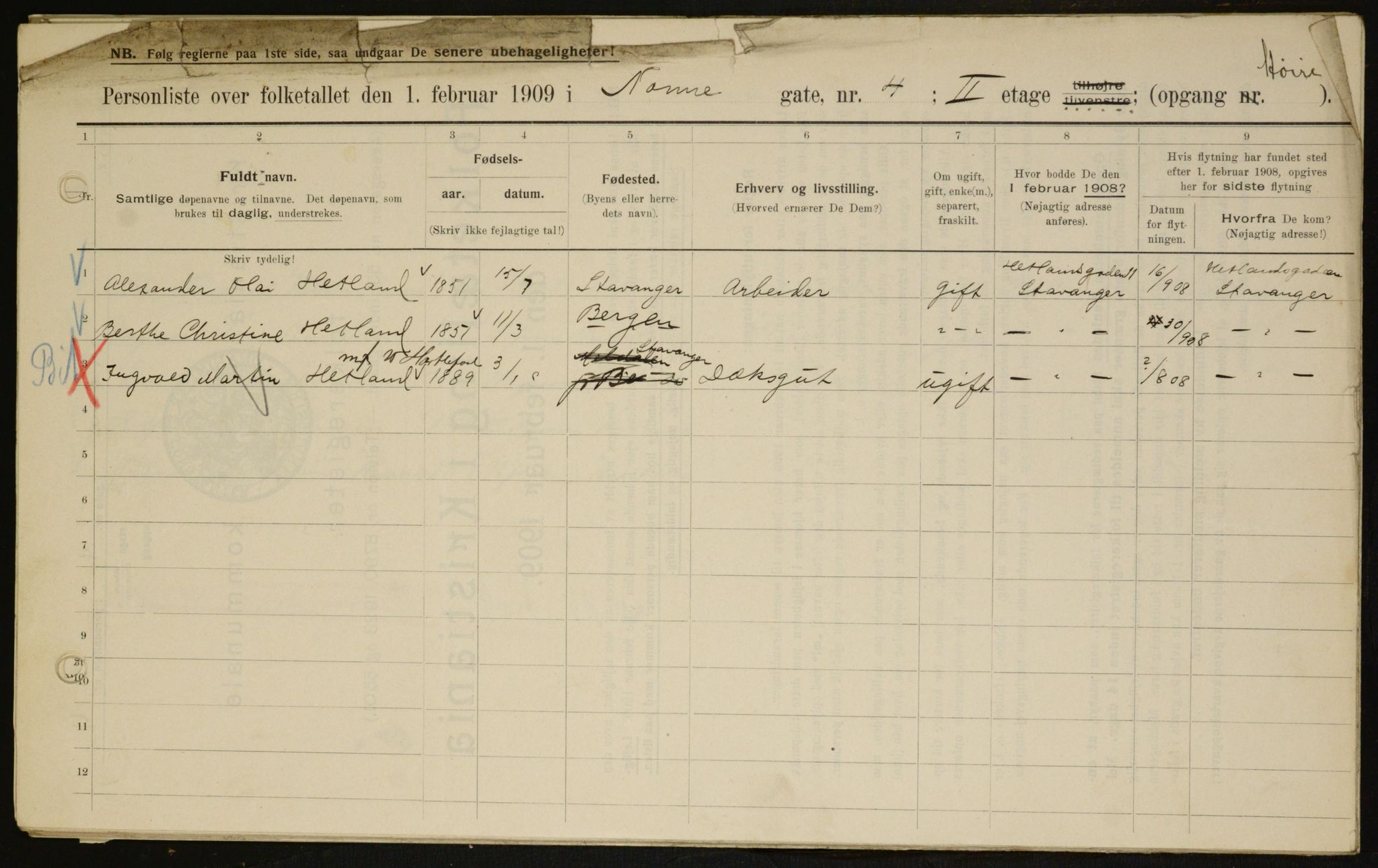 OBA, Kommunal folketelling 1.2.1909 for Kristiania kjøpstad, 1909, s. 64573