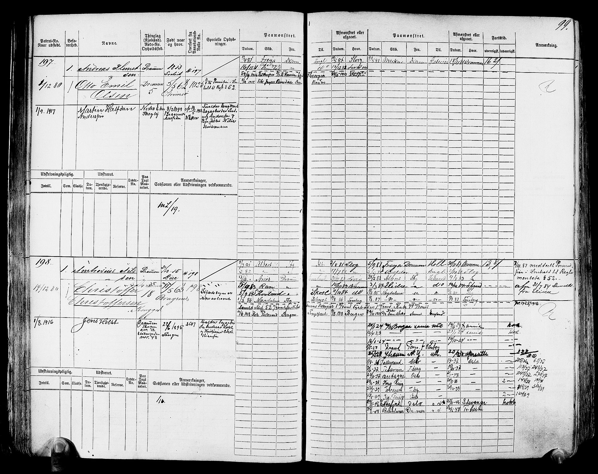 Drammen innrulleringsdistrikt, SAKO/A-781/F/Fc/L0001: Hovedrulle, 1868, s. 103